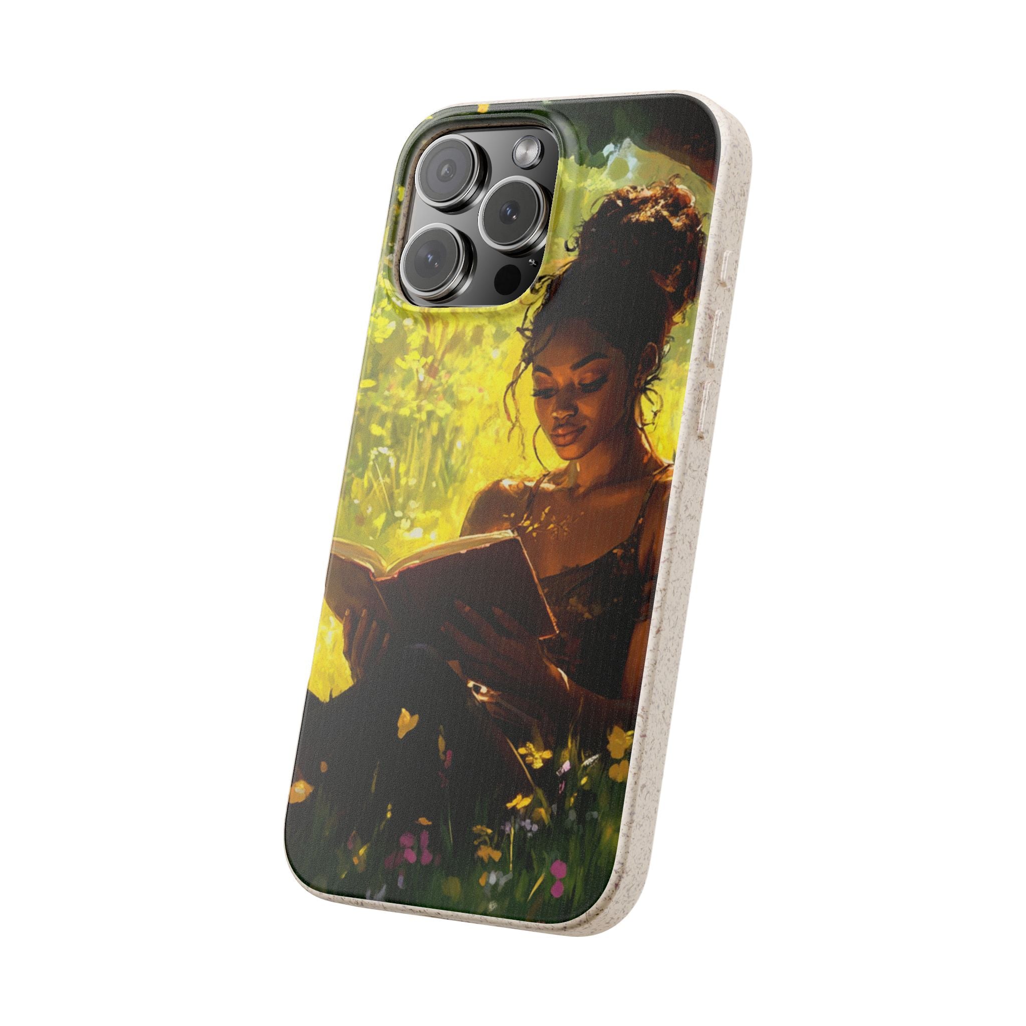 Eco-Friendly Biodegradable Phone Case with Black Woman Reading