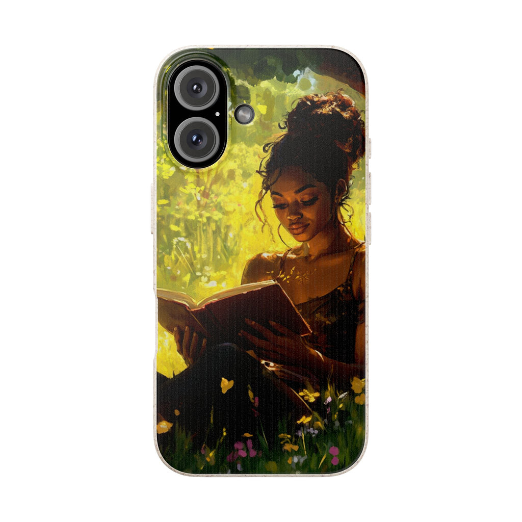 Eco-Friendly Biodegradable Phone Case with Black Woman Reading