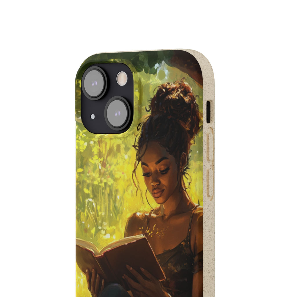 Eco-Friendly Biodegradable Phone Case with Black Woman Reading