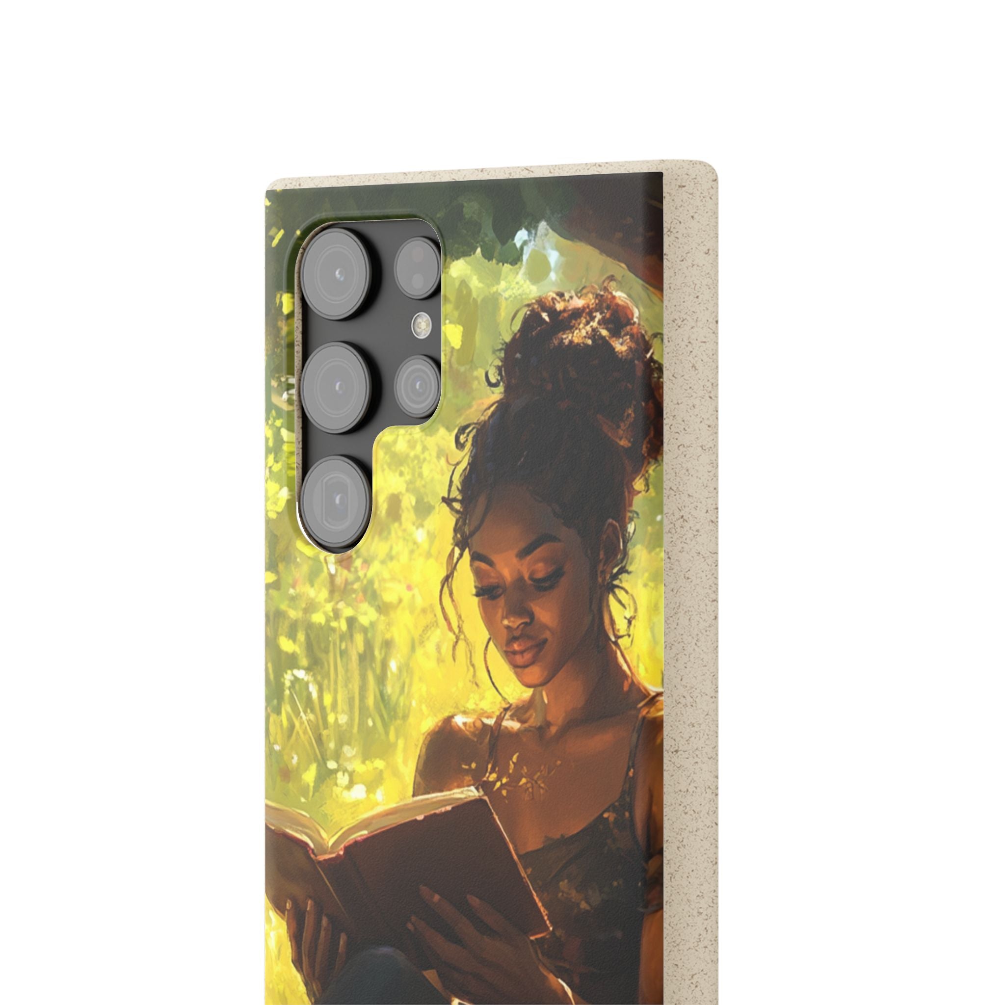 Eco-Friendly Biodegradable Phone Case with Black Woman Reading