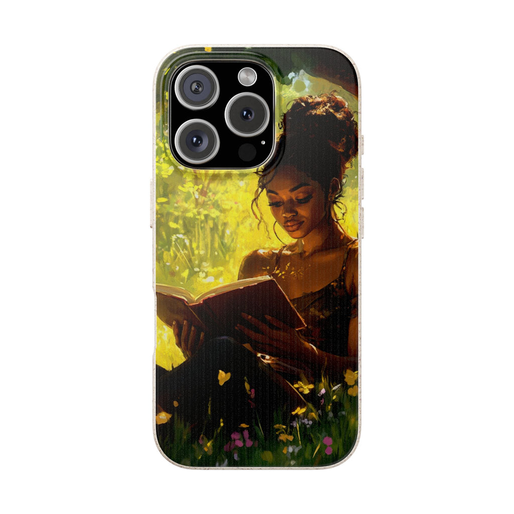 Eco-Friendly Biodegradable Phone Case with Black Woman Reading