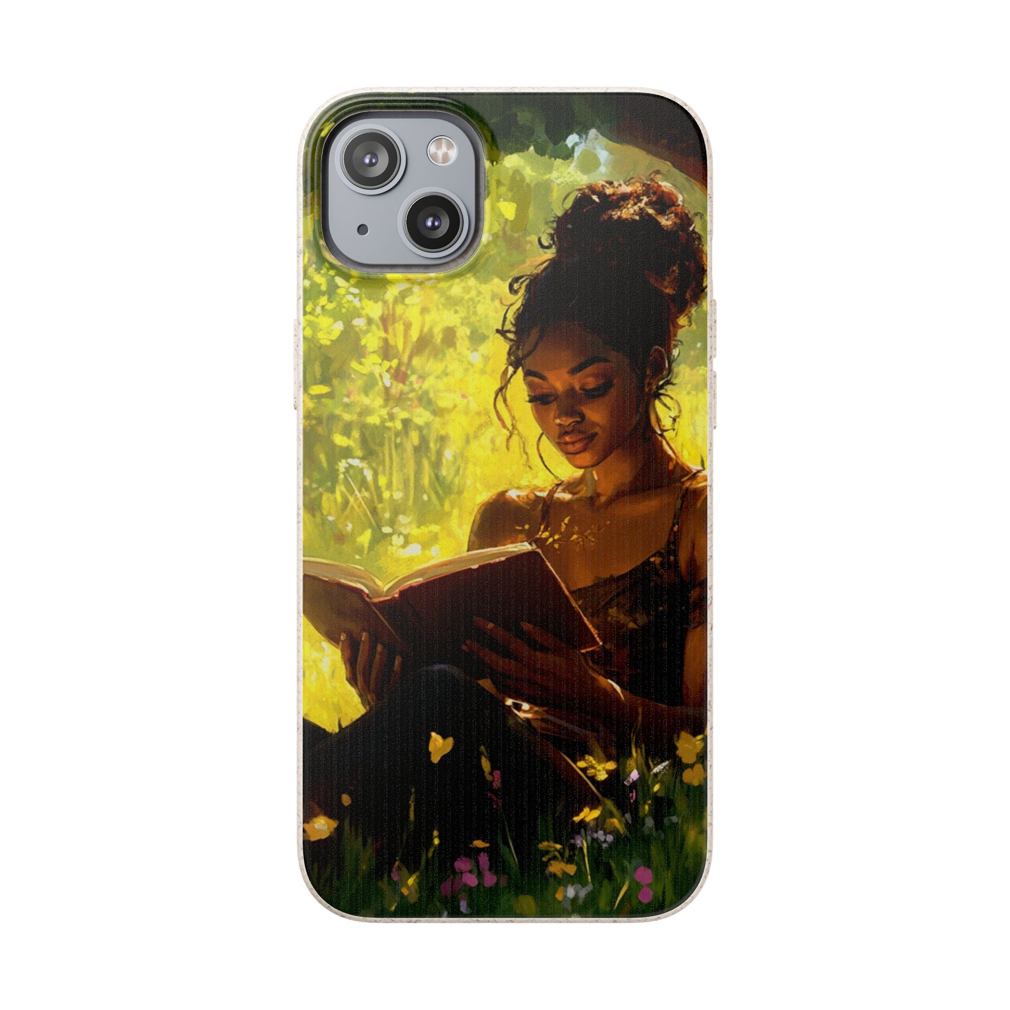 Eco-Friendly Biodegradable Phone Case with Black Woman Reading