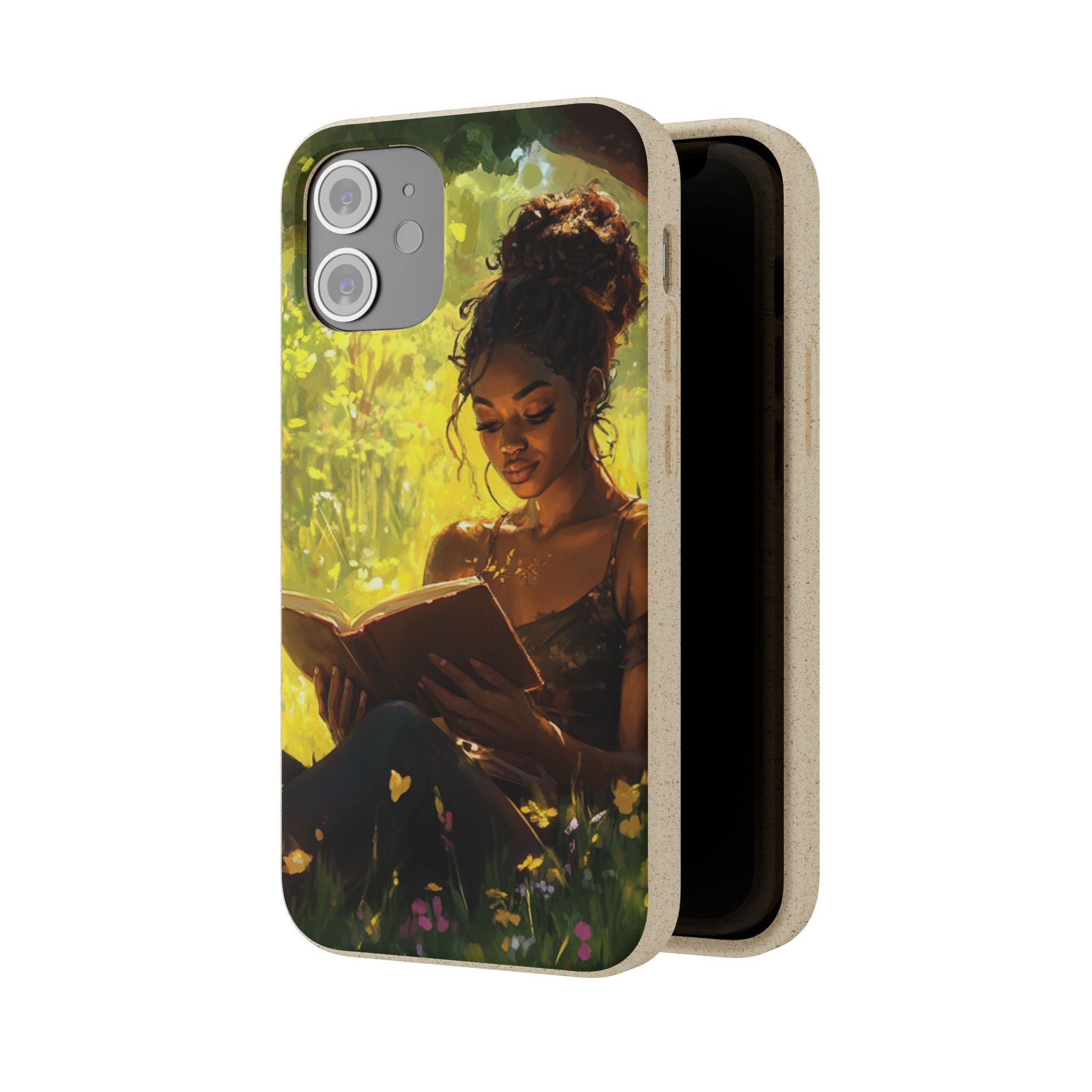 Eco-Friendly Biodegradable Phone Case with Black Woman Reading