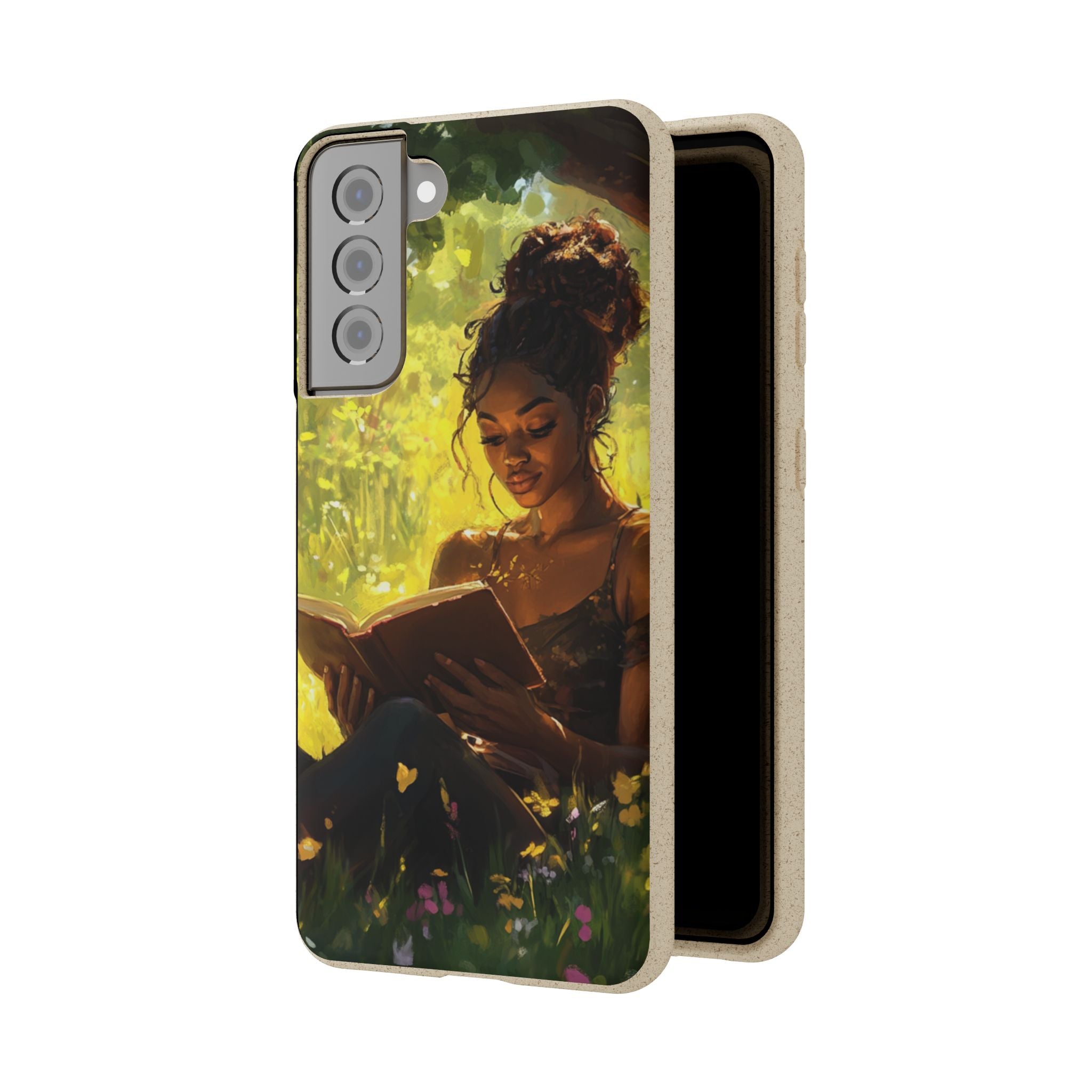 Eco-Friendly Biodegradable Phone Case with Black Woman Reading