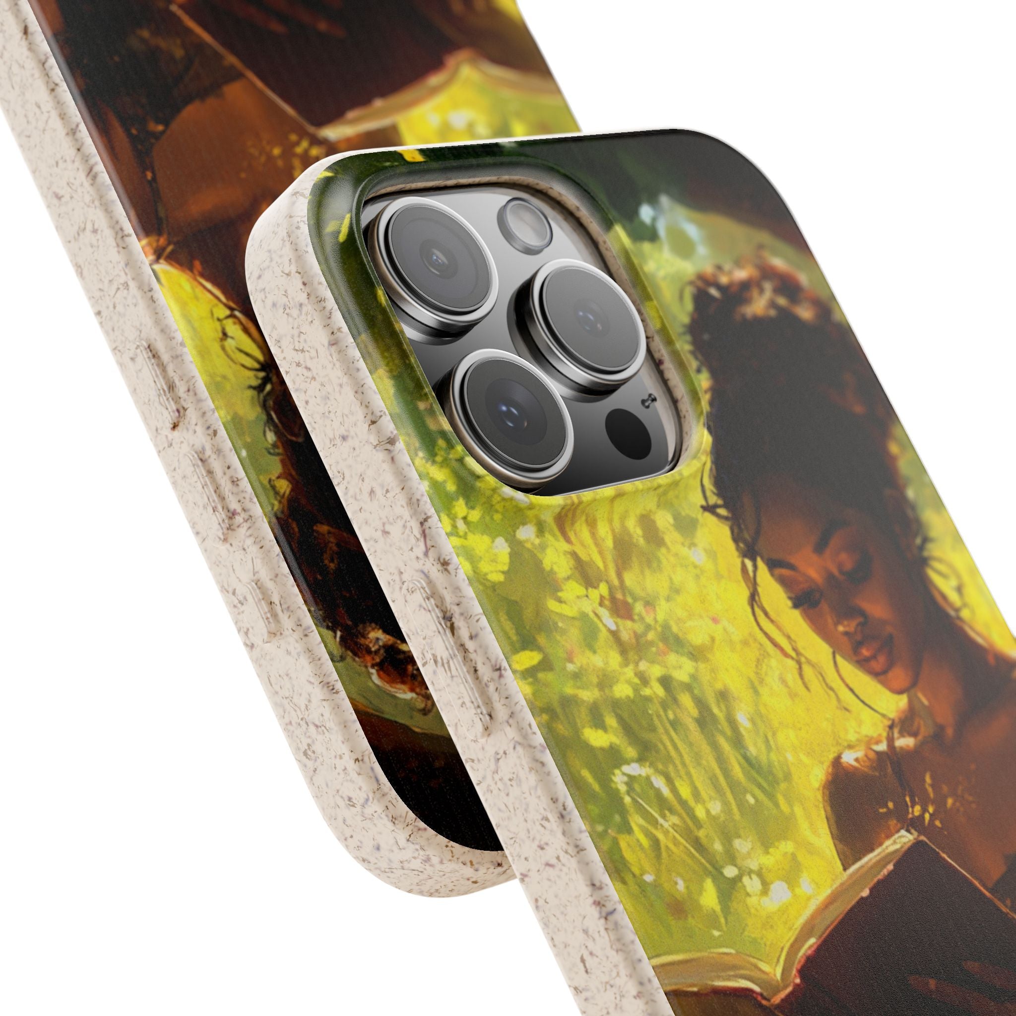 Eco-Friendly Biodegradable Phone Case with Black Woman Reading