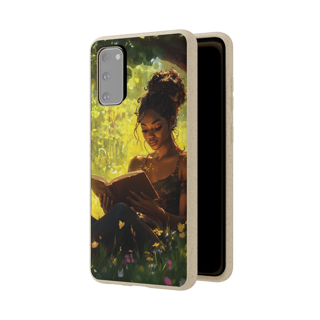 Eco-Friendly Biodegradable Phone Case with Black Woman Reading