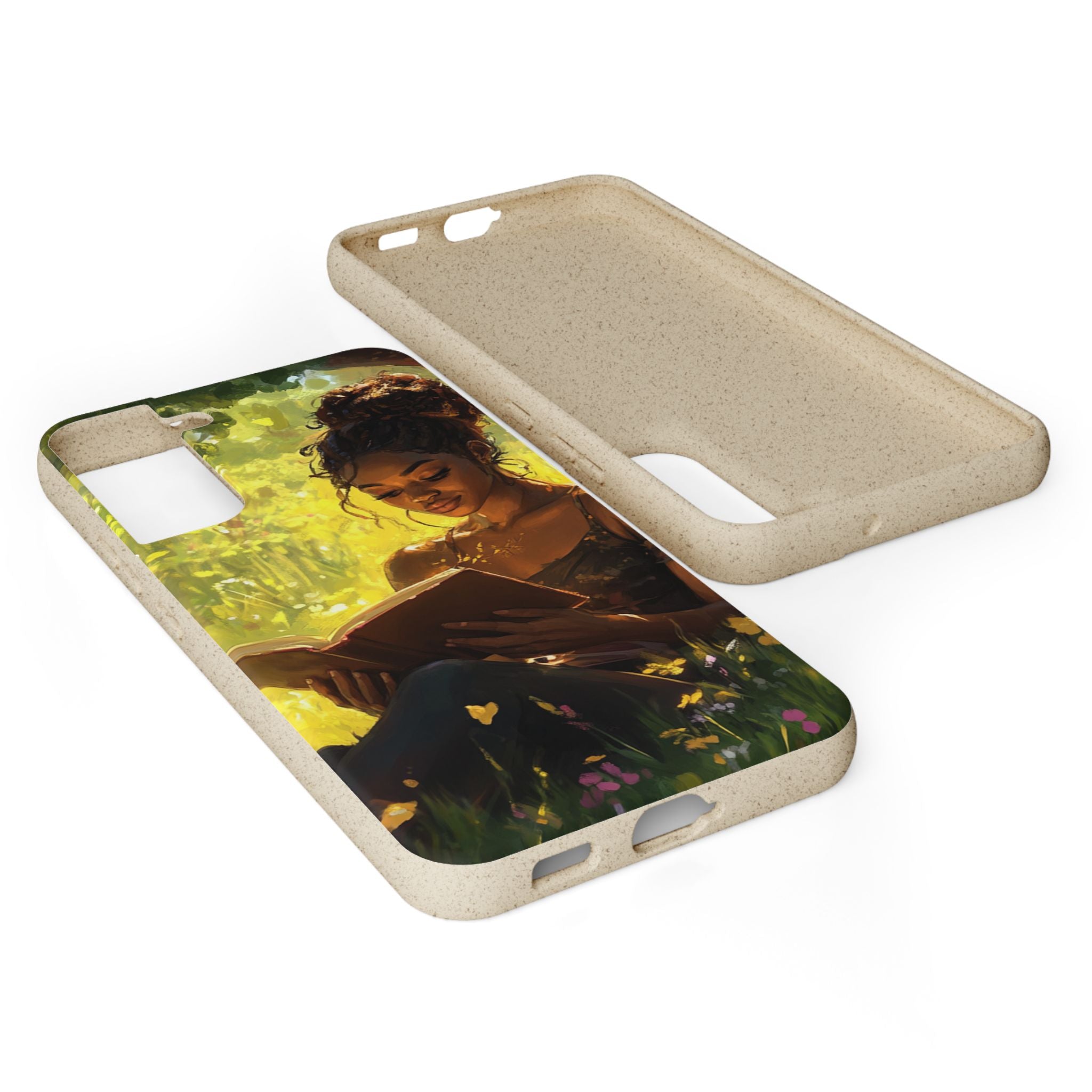 Eco-Friendly Biodegradable Phone Case with Black Woman Reading