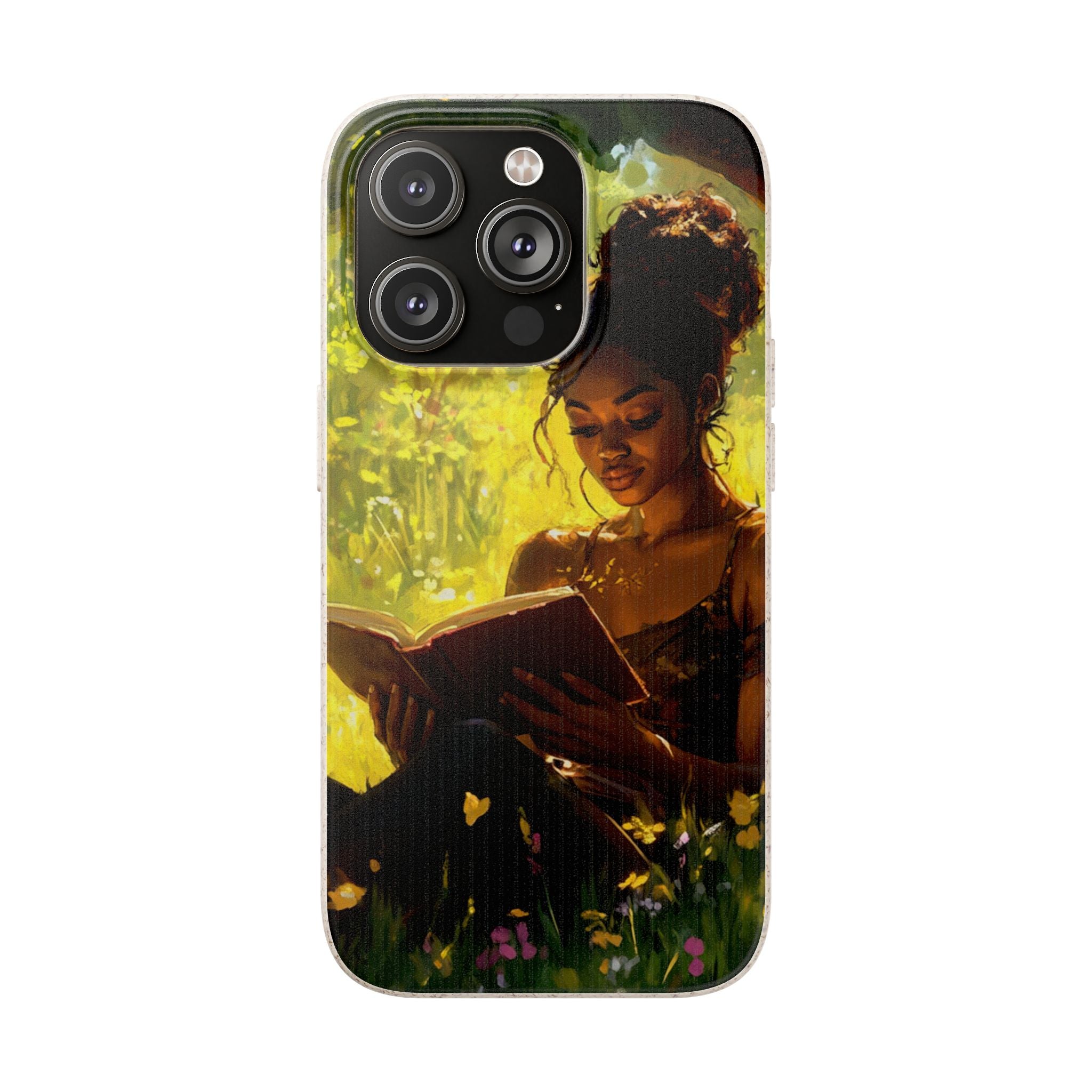 Eco-Friendly Biodegradable Phone Case with Black Woman Reading