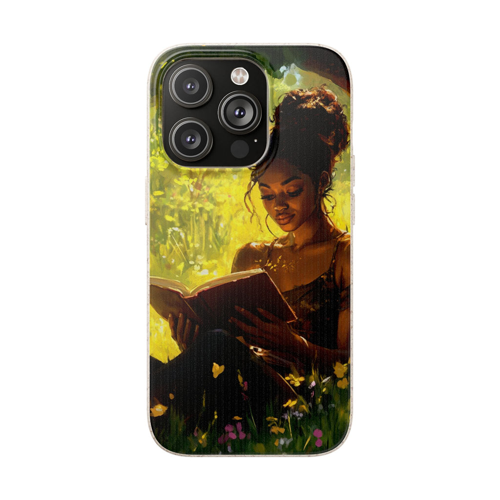Eco-Friendly Biodegradable Phone Case with Black Woman Reading