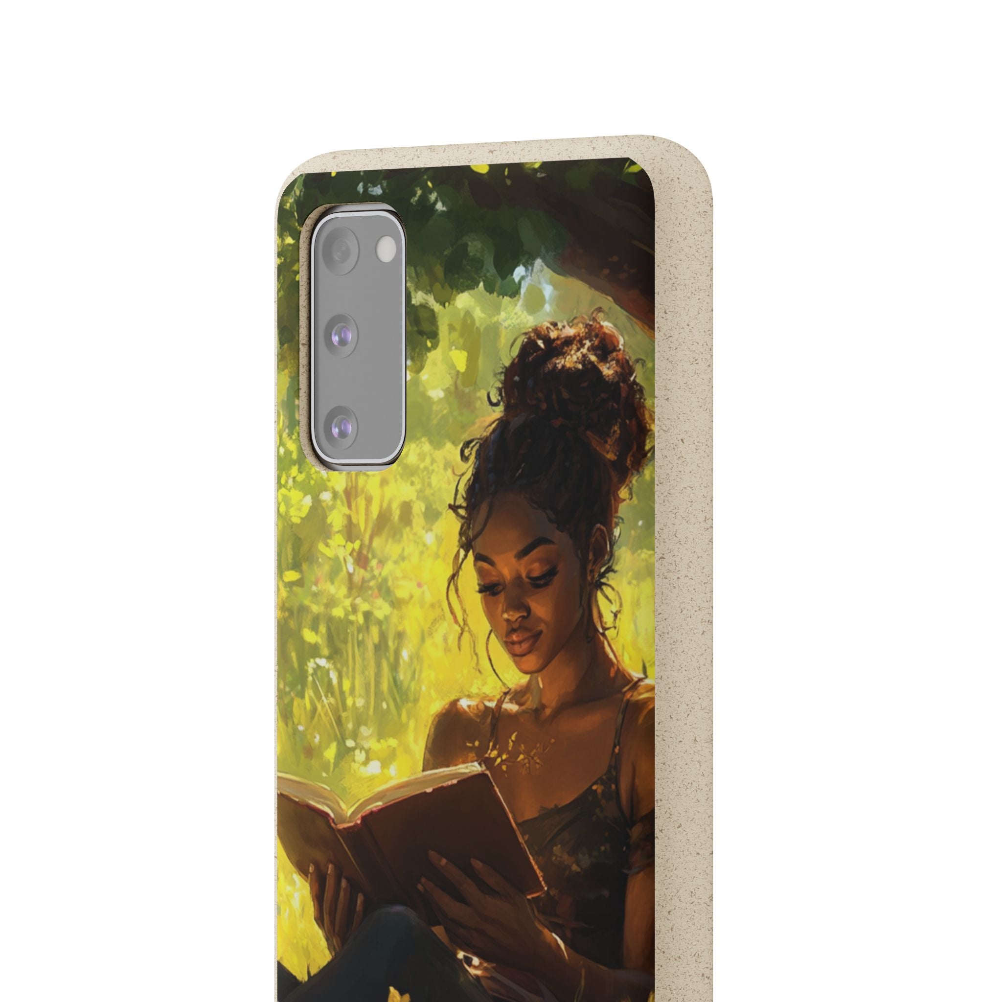 Eco-Friendly Biodegradable Phone Case with Black Woman Reading