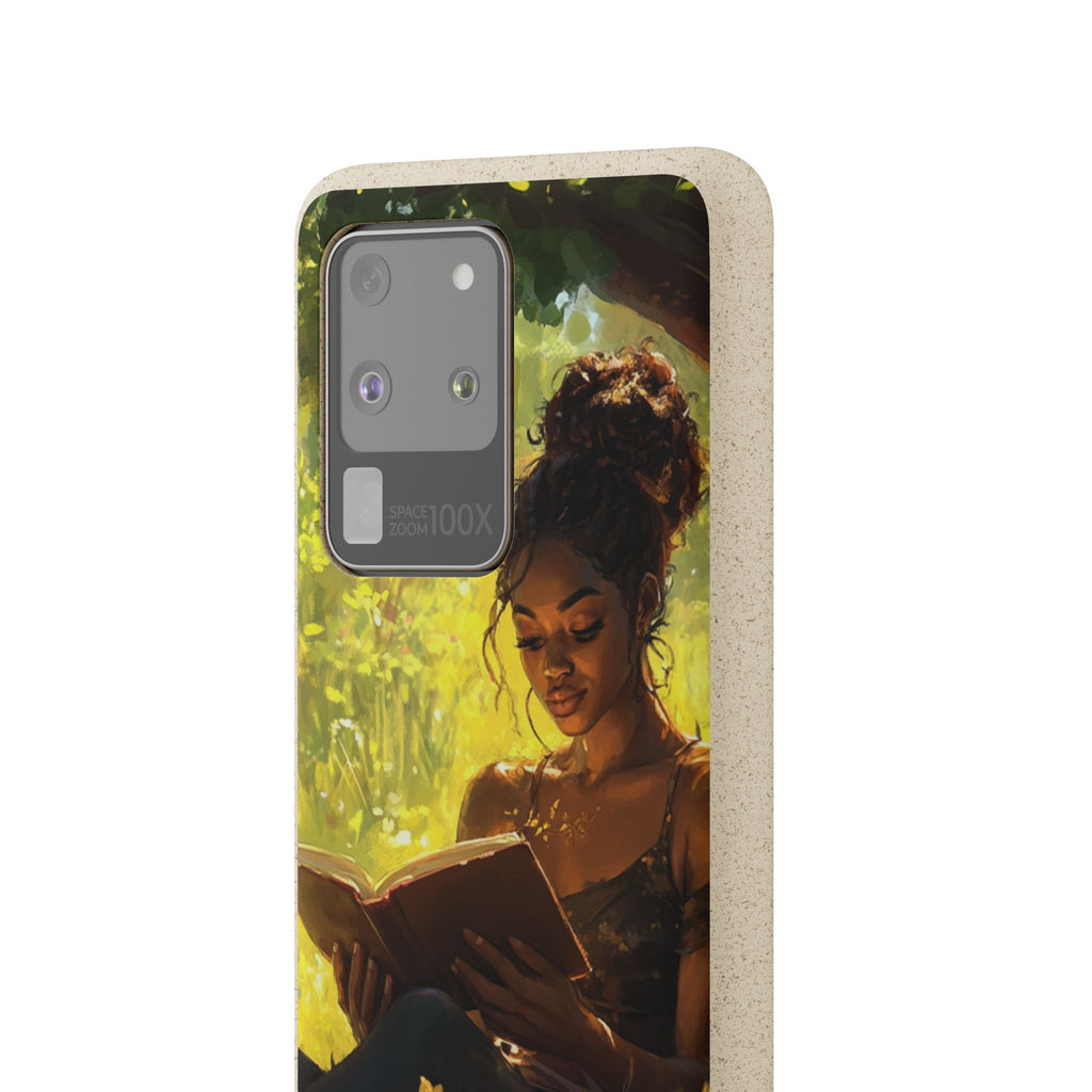 Eco-Friendly Biodegradable Phone Case with Black Woman Reading