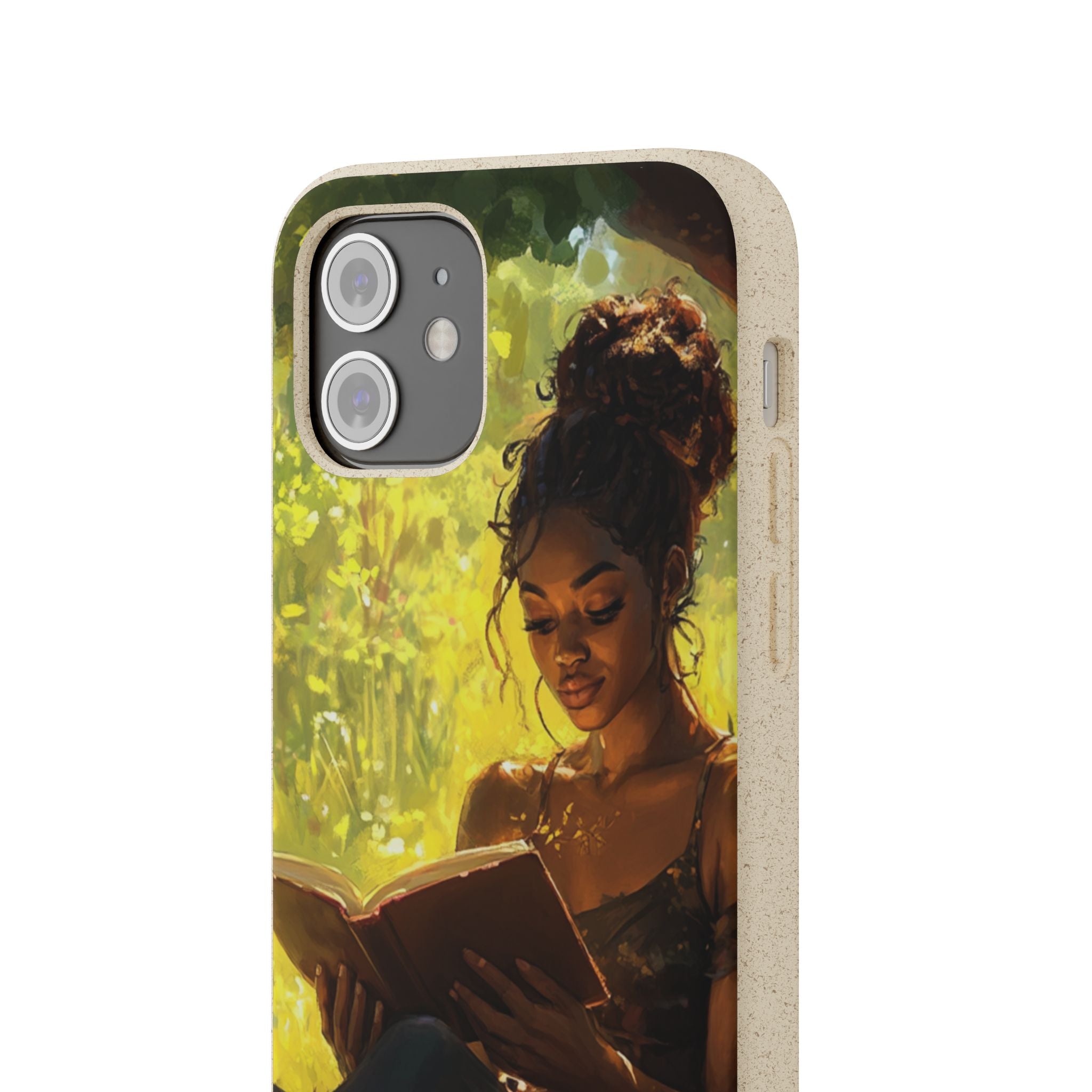 Eco-Friendly Biodegradable Phone Case with Black Woman Reading