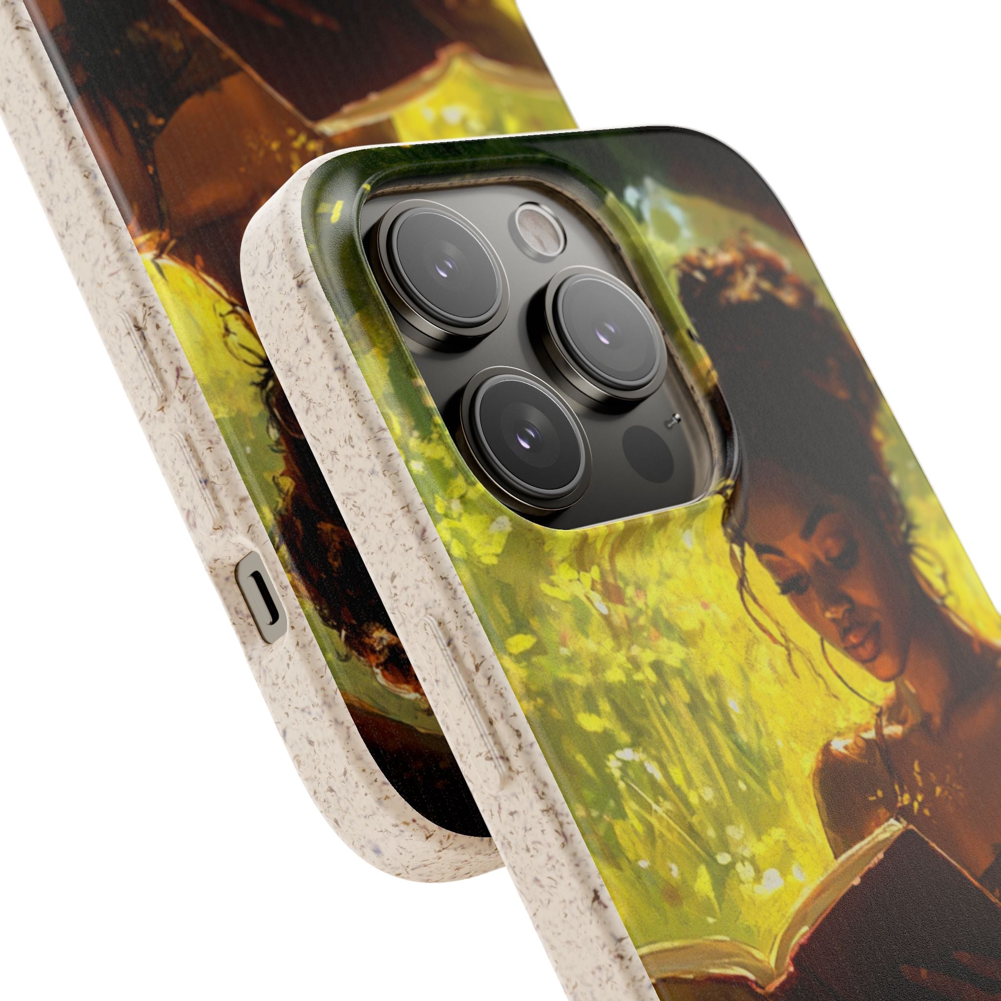 Eco-Friendly Biodegradable Phone Case with Black Woman Reading