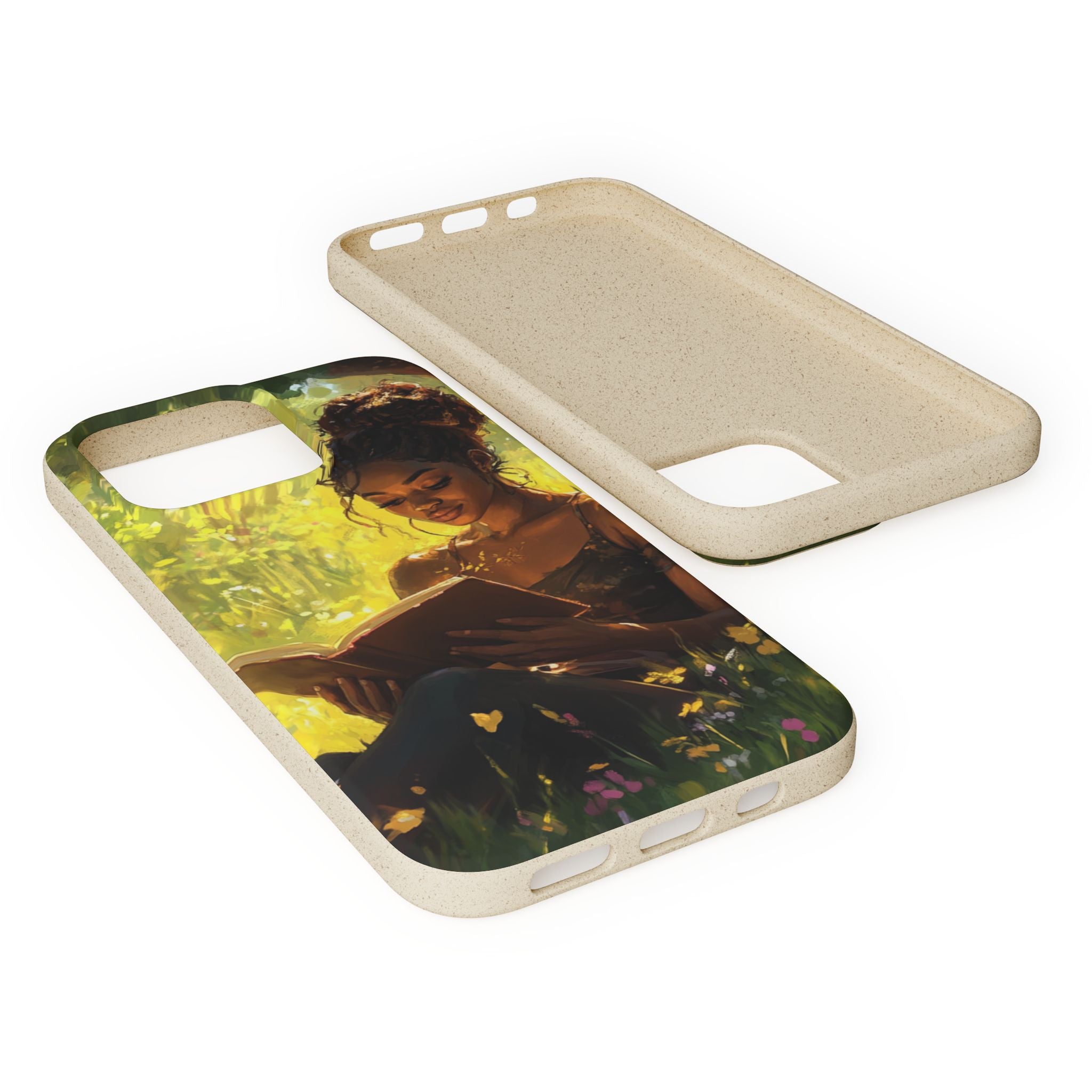 Eco-Friendly Biodegradable Phone Case with Black Woman Reading
