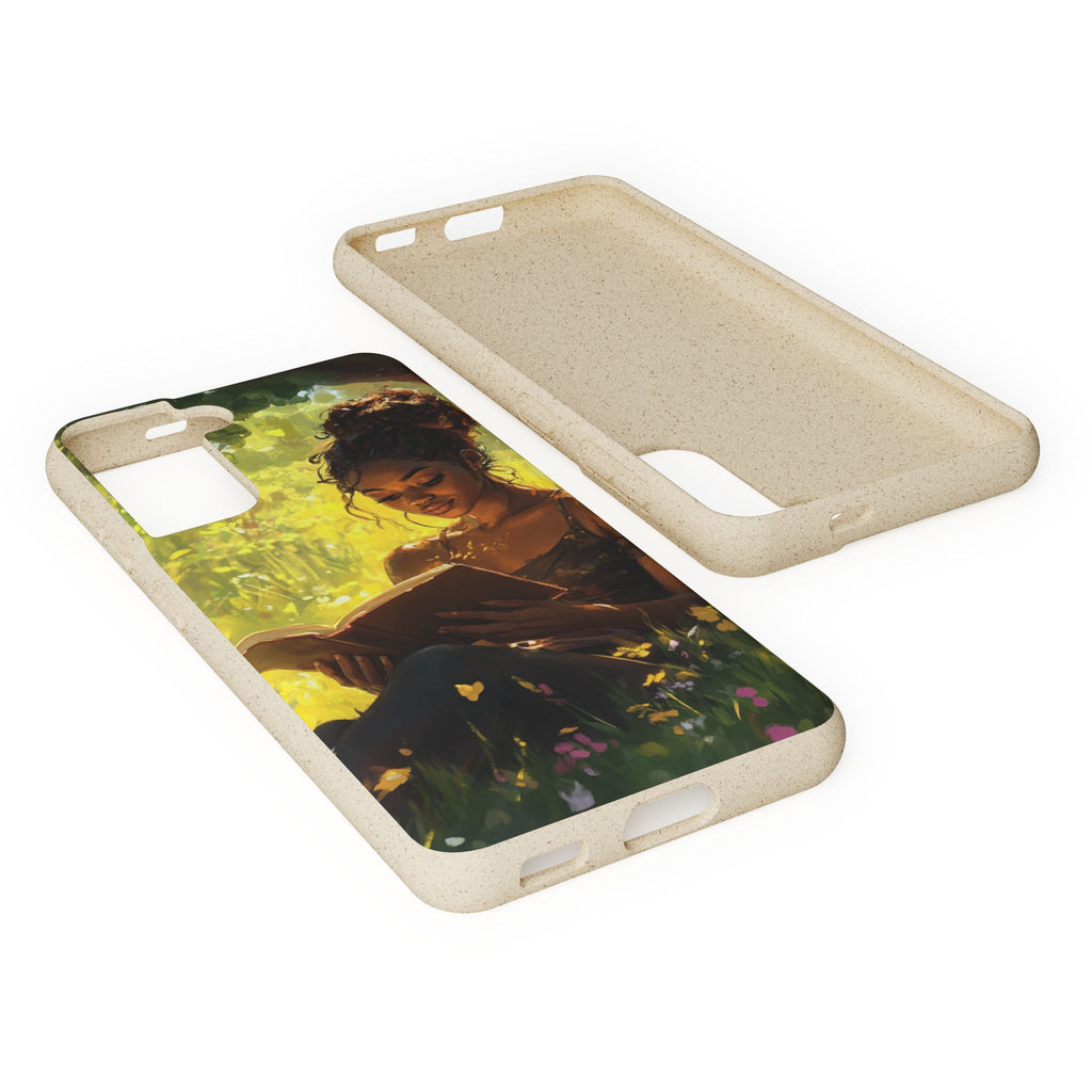 Eco-Friendly Biodegradable Phone Case with Black Woman Reading