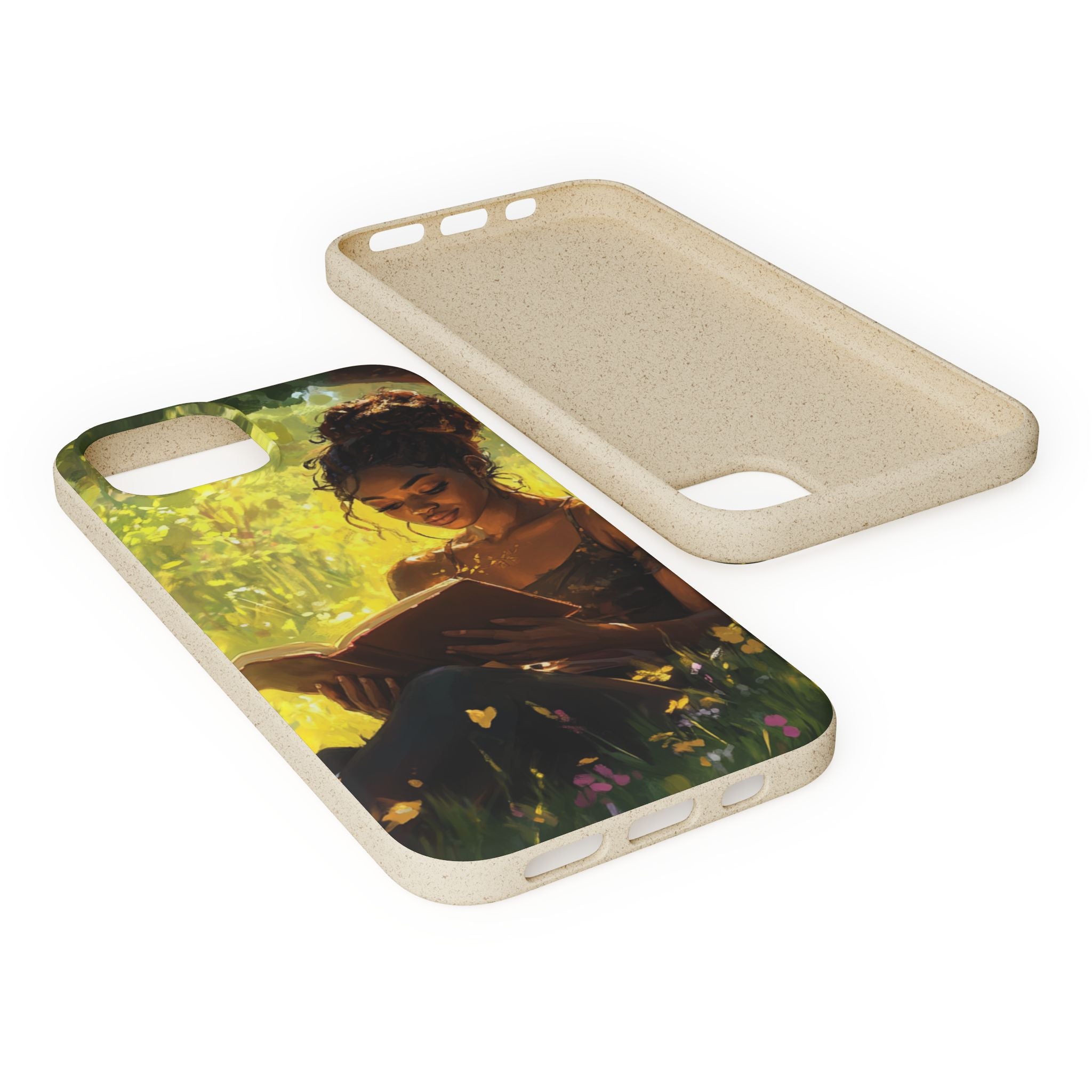 Eco-Friendly Biodegradable Phone Case with Black Woman Reading
