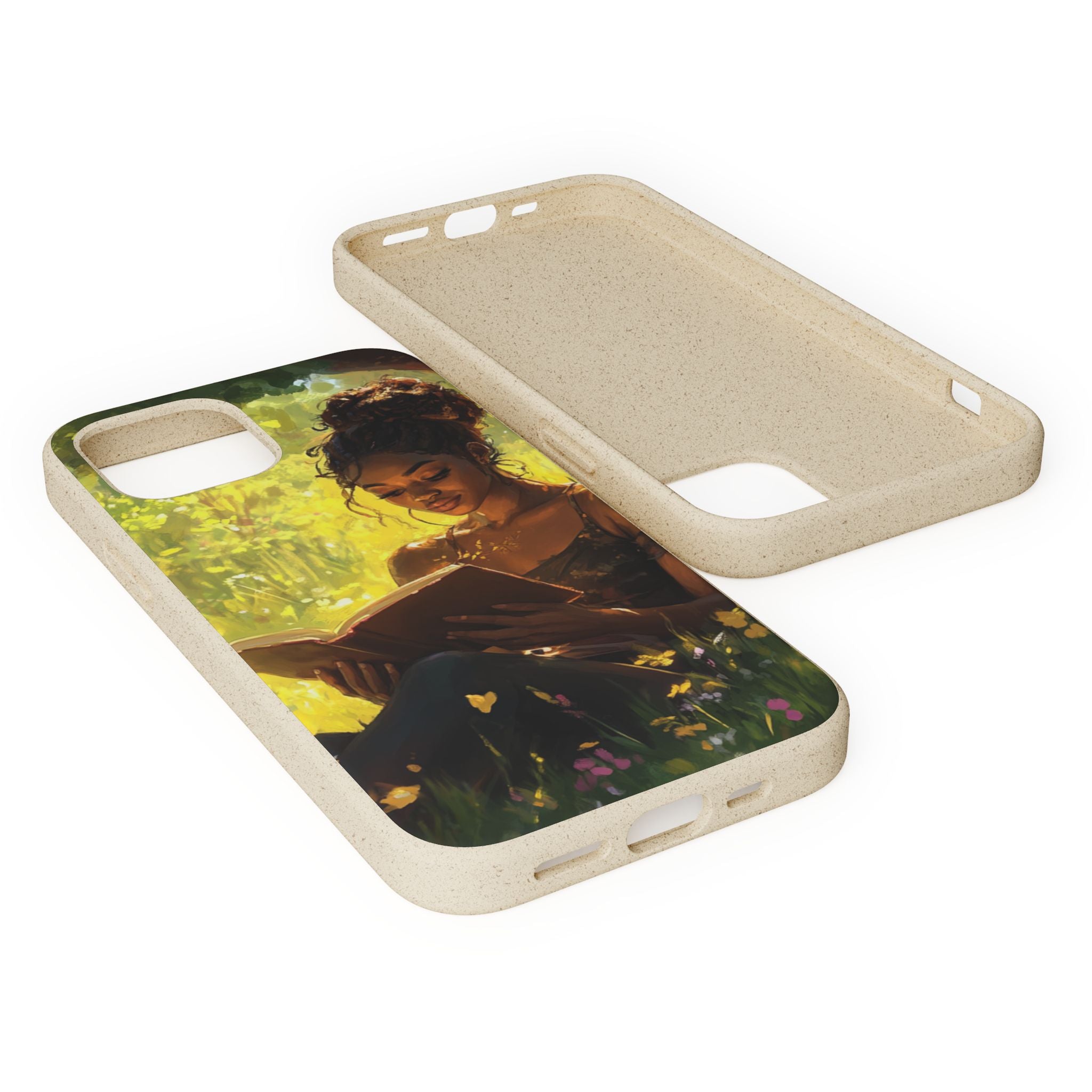 Eco-Friendly Biodegradable Phone Case with Black Woman Reading