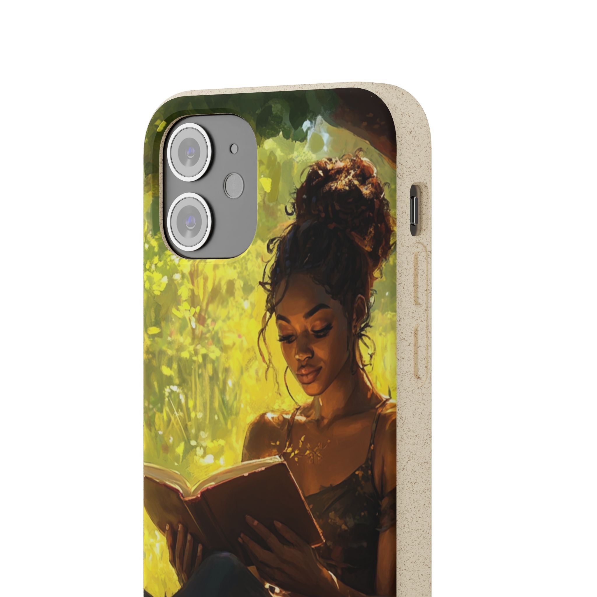 Eco-Friendly Biodegradable Phone Case with Black Woman Reading
