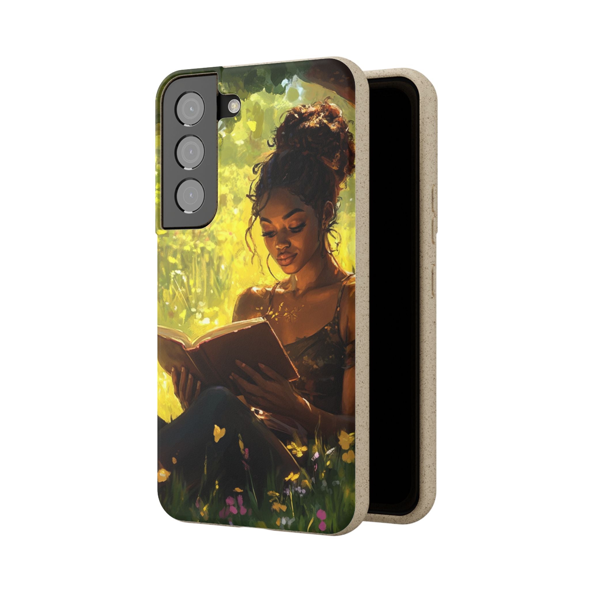 Eco-Friendly Biodegradable Phone Case with Black Woman Reading