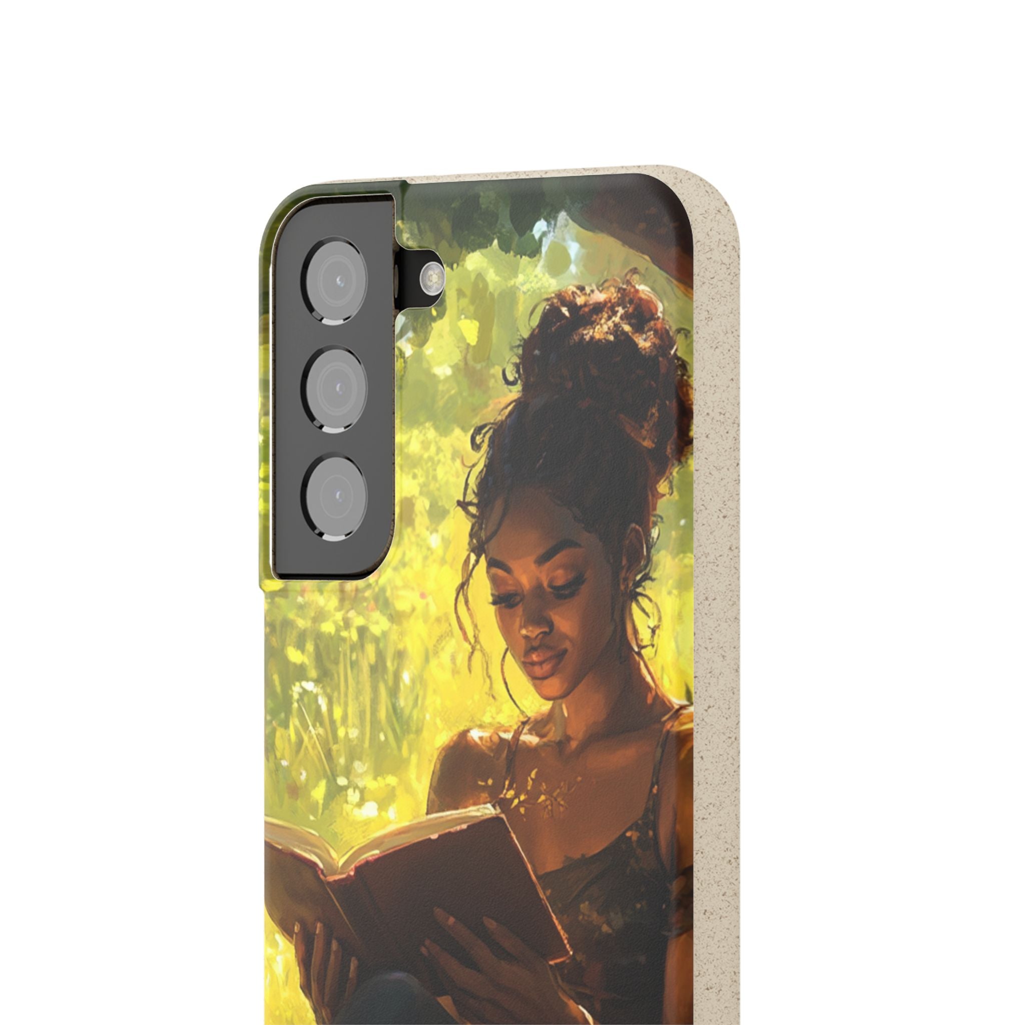 Eco-Friendly Biodegradable Phone Case with Black Woman Reading