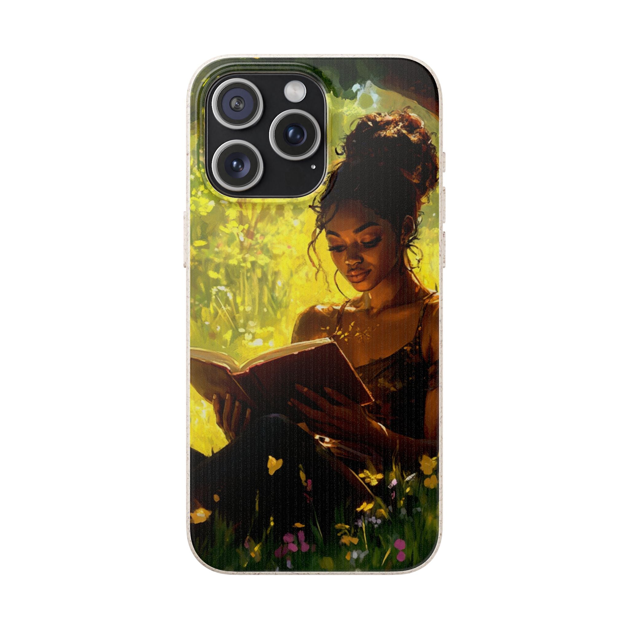 Eco-Friendly Biodegradable Phone Case with Black Woman Reading