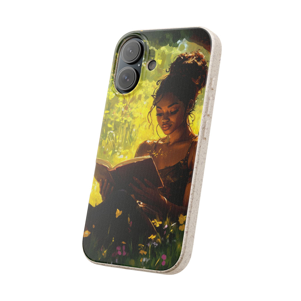 Eco-Friendly Biodegradable Phone Case with Black Woman Reading