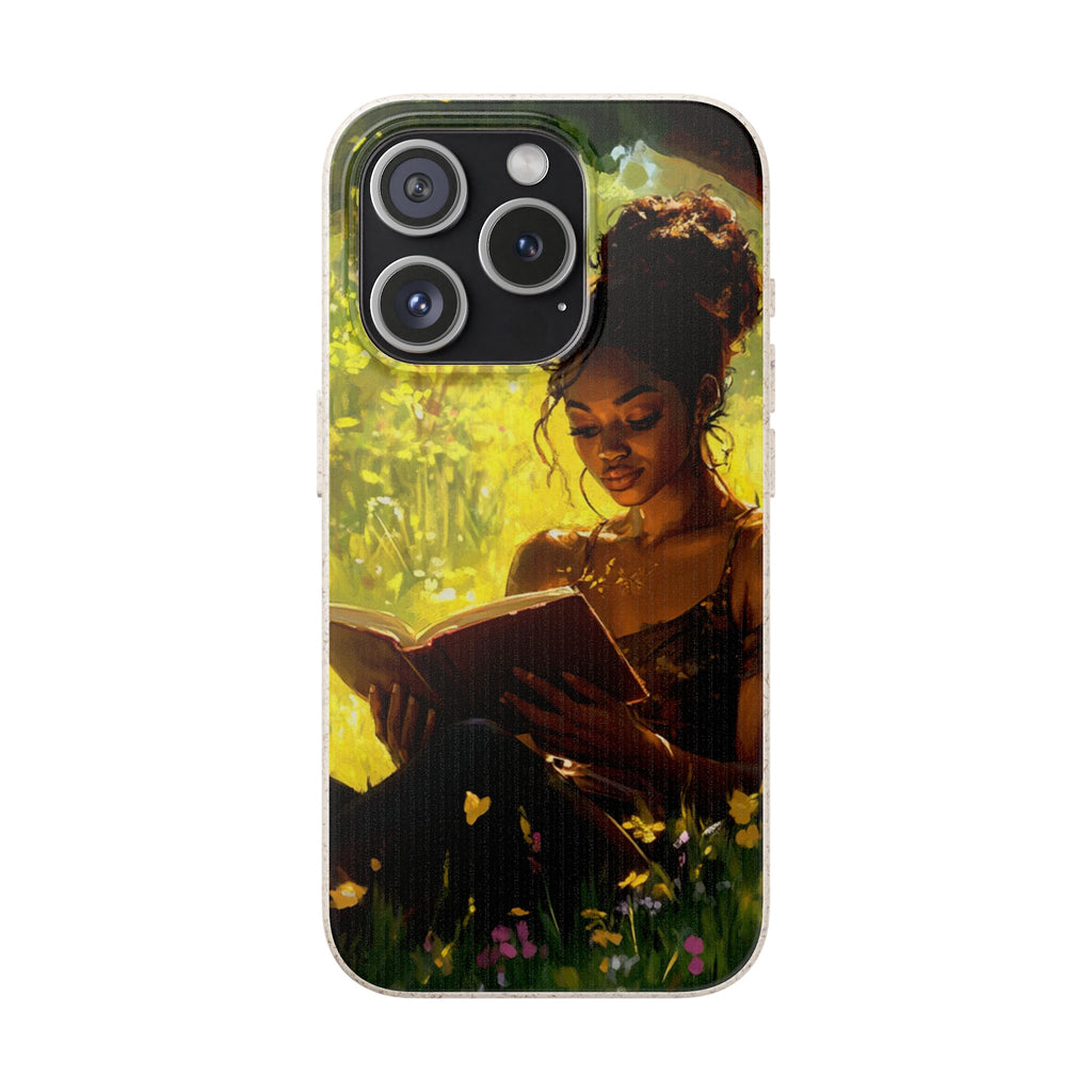 Eco-Friendly Biodegradable Phone Case with Black Woman Reading