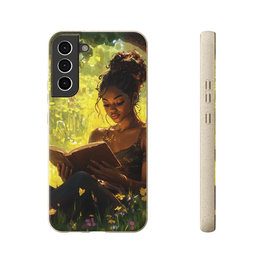 Eco-Friendly Biodegradable Phone Case with Black Woman Reading