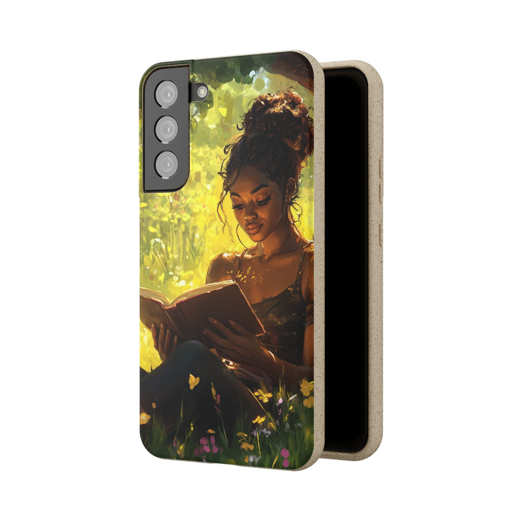 Eco-Friendly Biodegradable Phone Case with Black Woman Reading