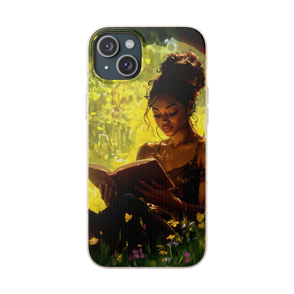 Eco-Friendly Biodegradable Phone Case with Black Woman Reading
