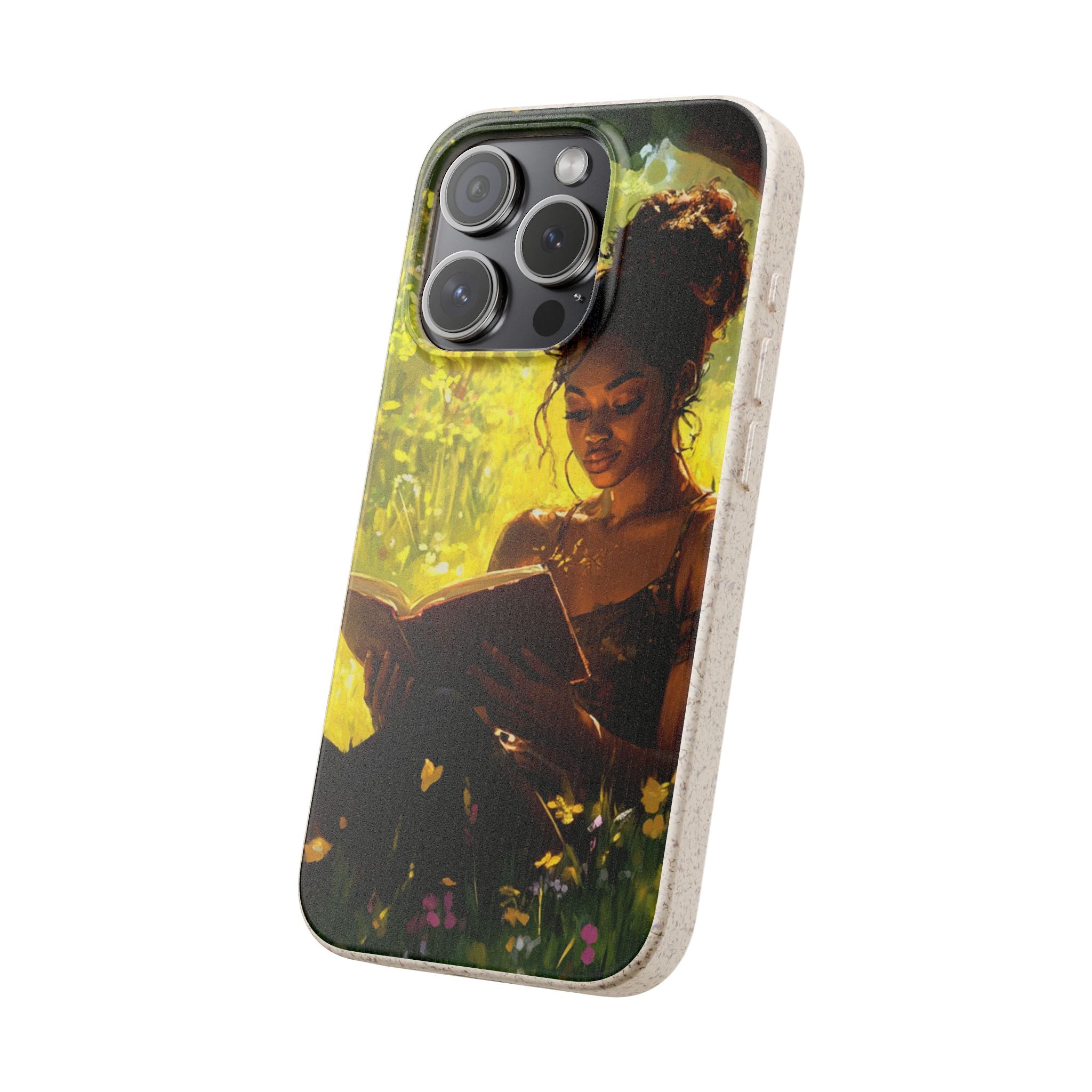 Eco-Friendly Biodegradable Phone Case with Black Woman Reading