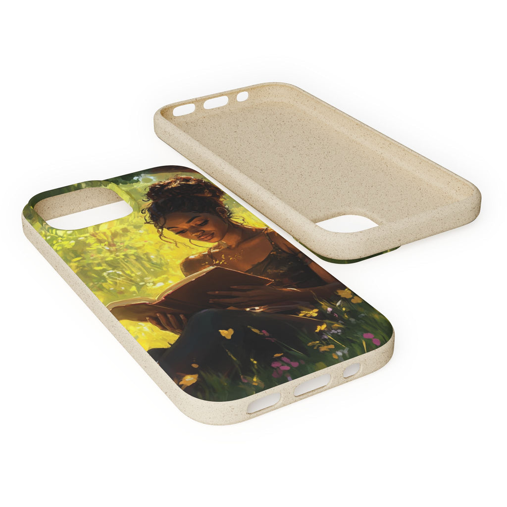 Eco-Friendly Biodegradable Phone Case with Black Woman Reading