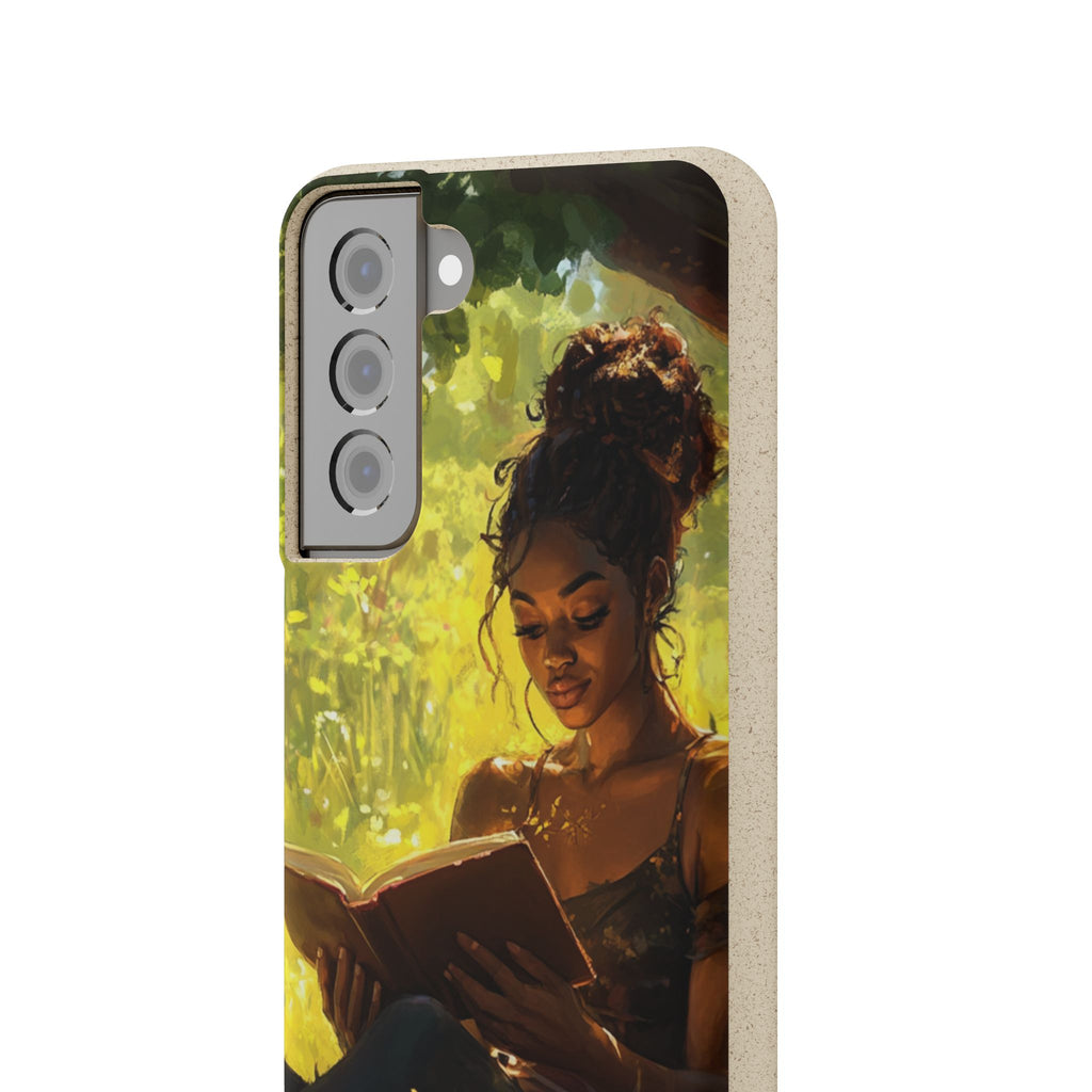 Eco-Friendly Biodegradable Phone Case with Black Woman Reading
