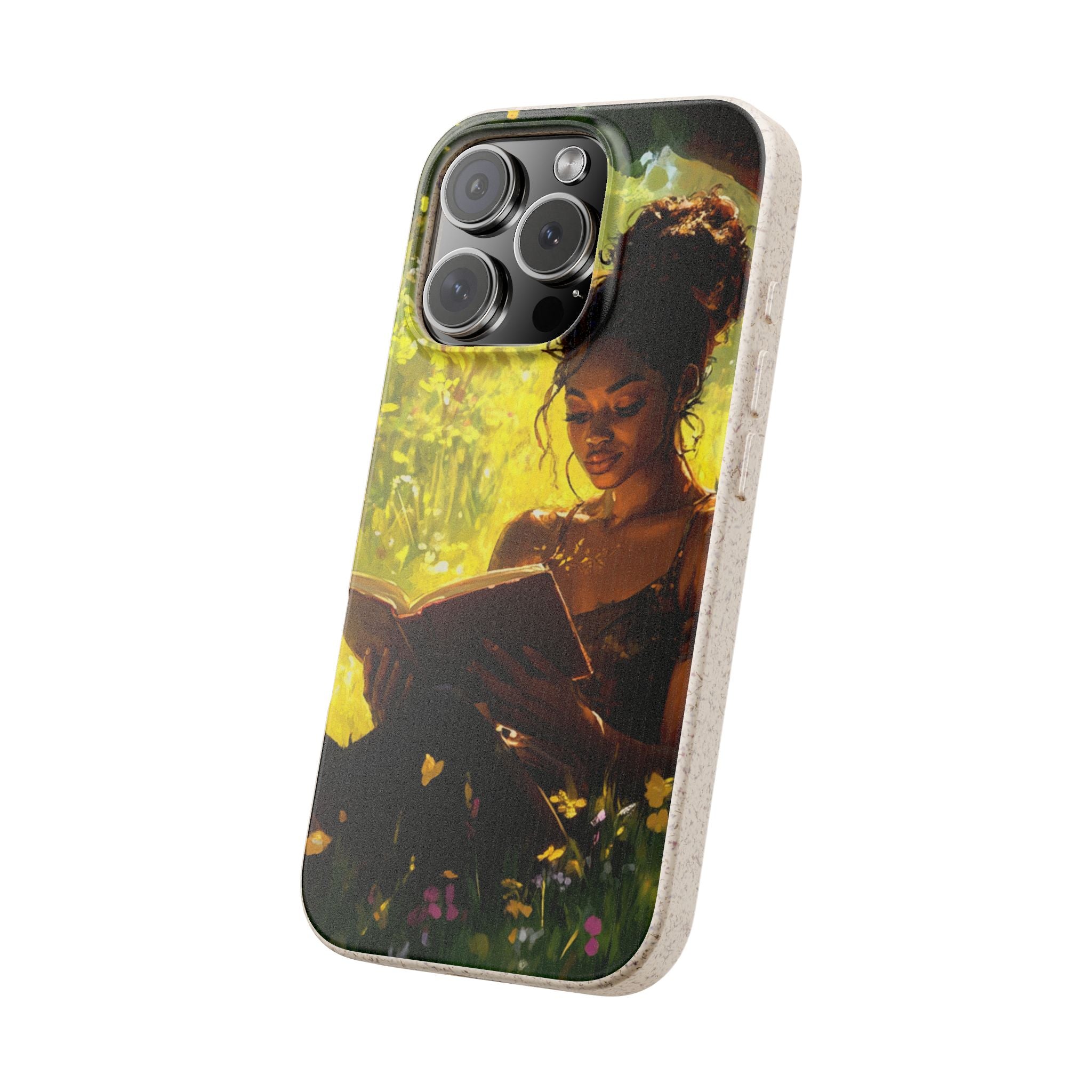Eco-Friendly Biodegradable Phone Case with Black Woman Reading