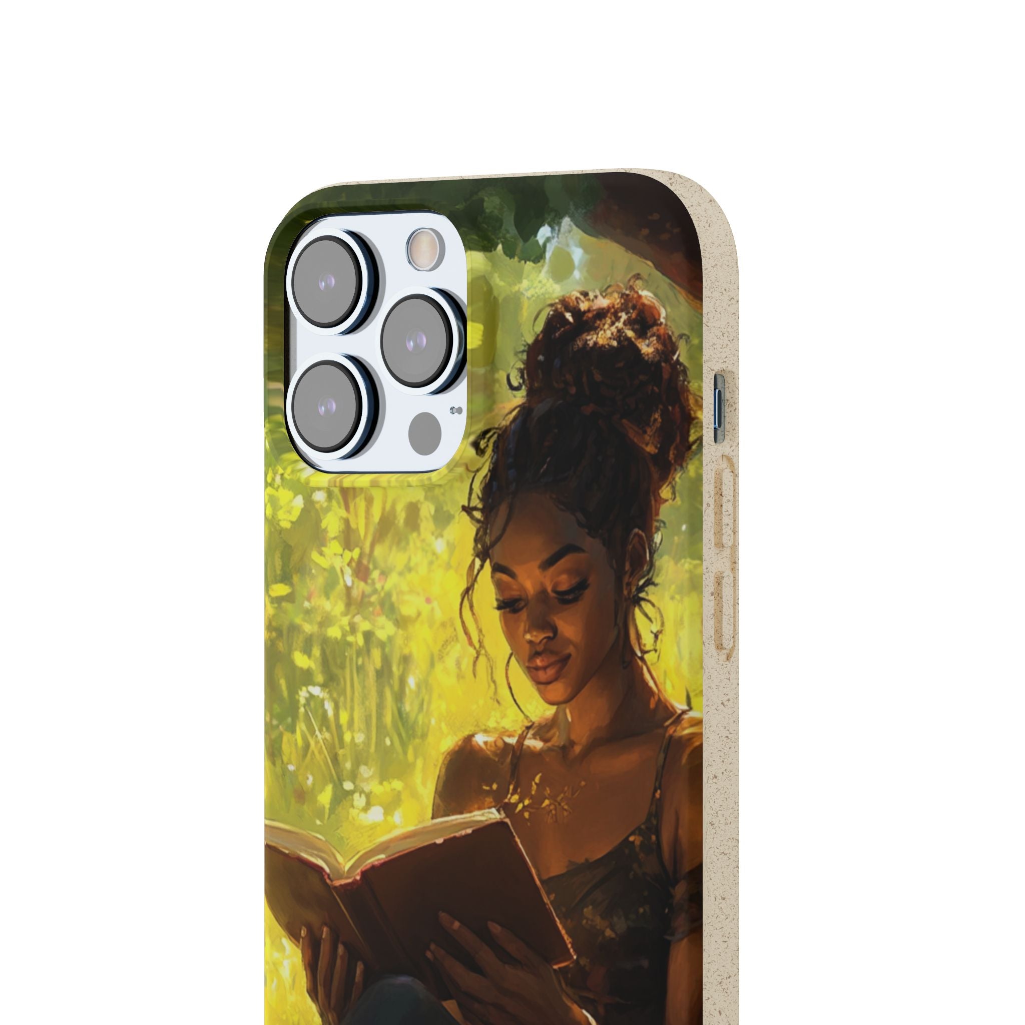 Eco-Friendly Biodegradable Phone Case with Black Woman Reading