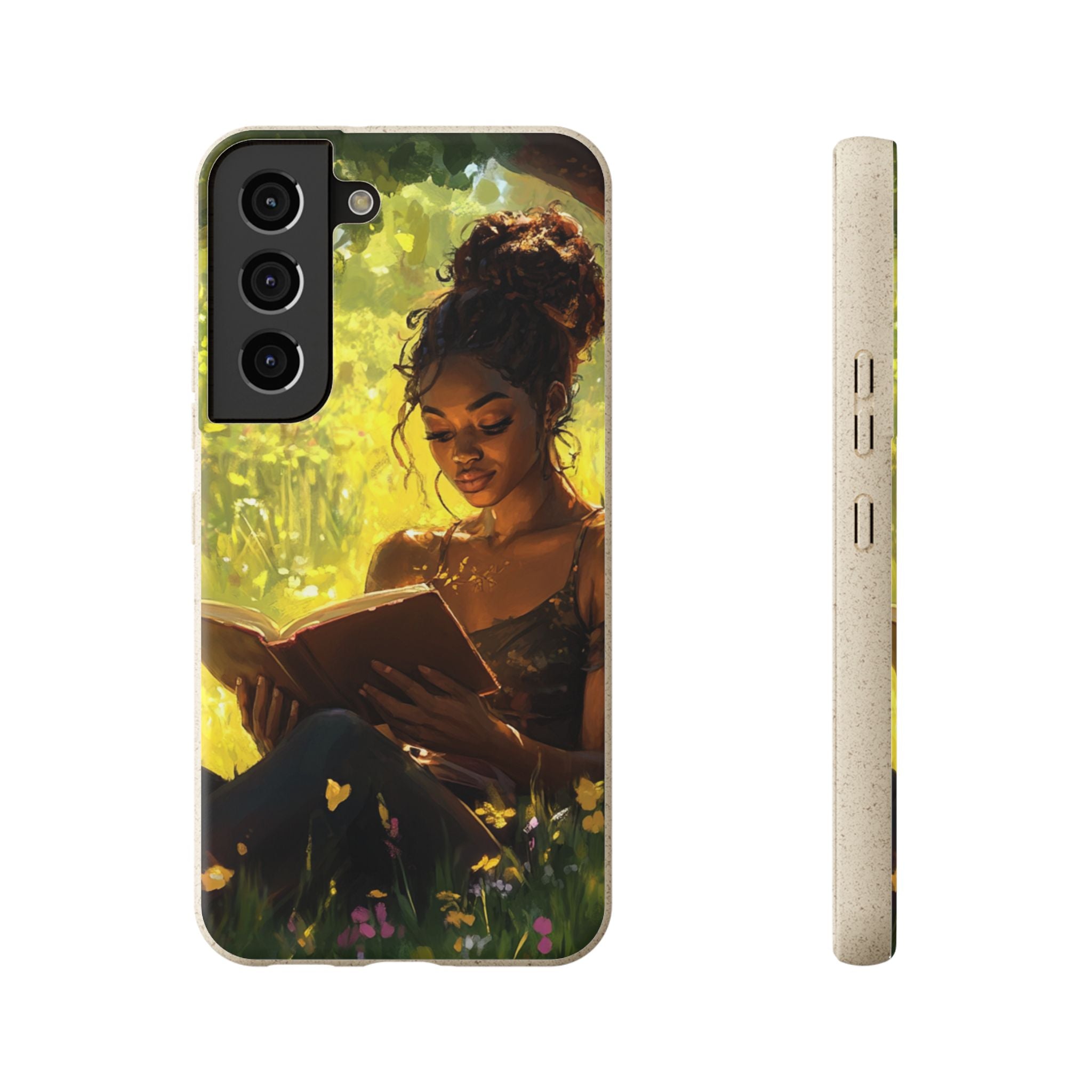 Eco-Friendly Biodegradable Phone Case with Black Woman Reading