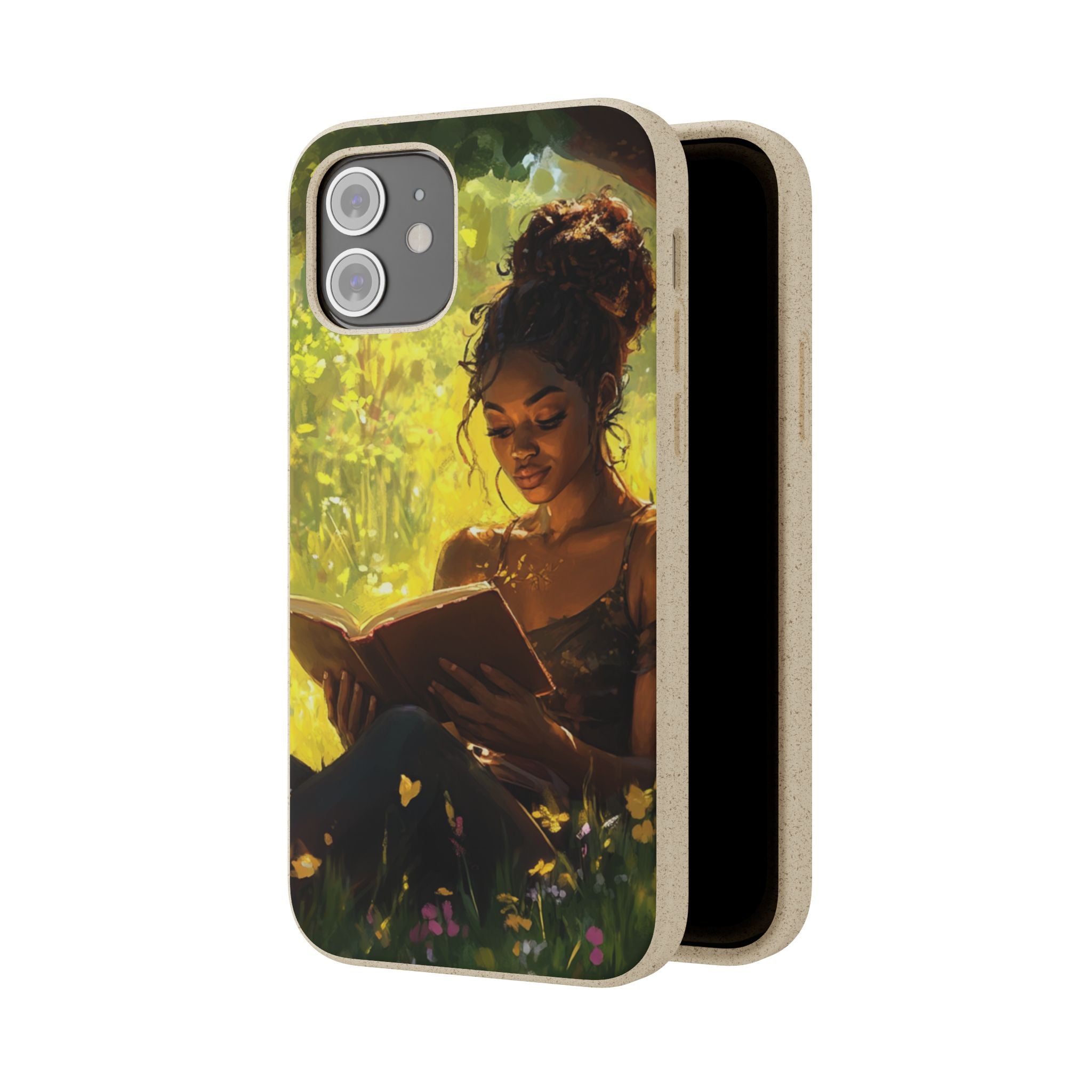 Eco-Friendly Biodegradable Phone Case with Black Woman Reading