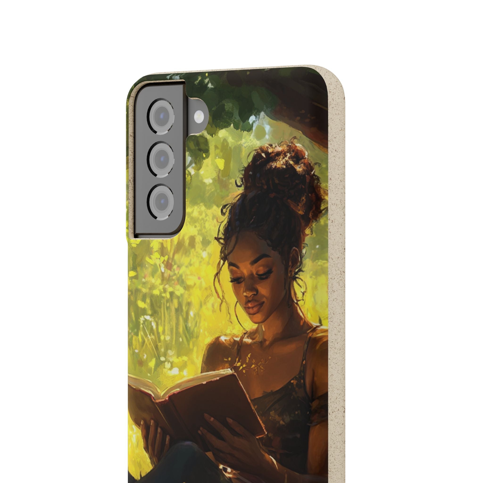 Eco-Friendly Biodegradable Phone Case with Black Woman Reading