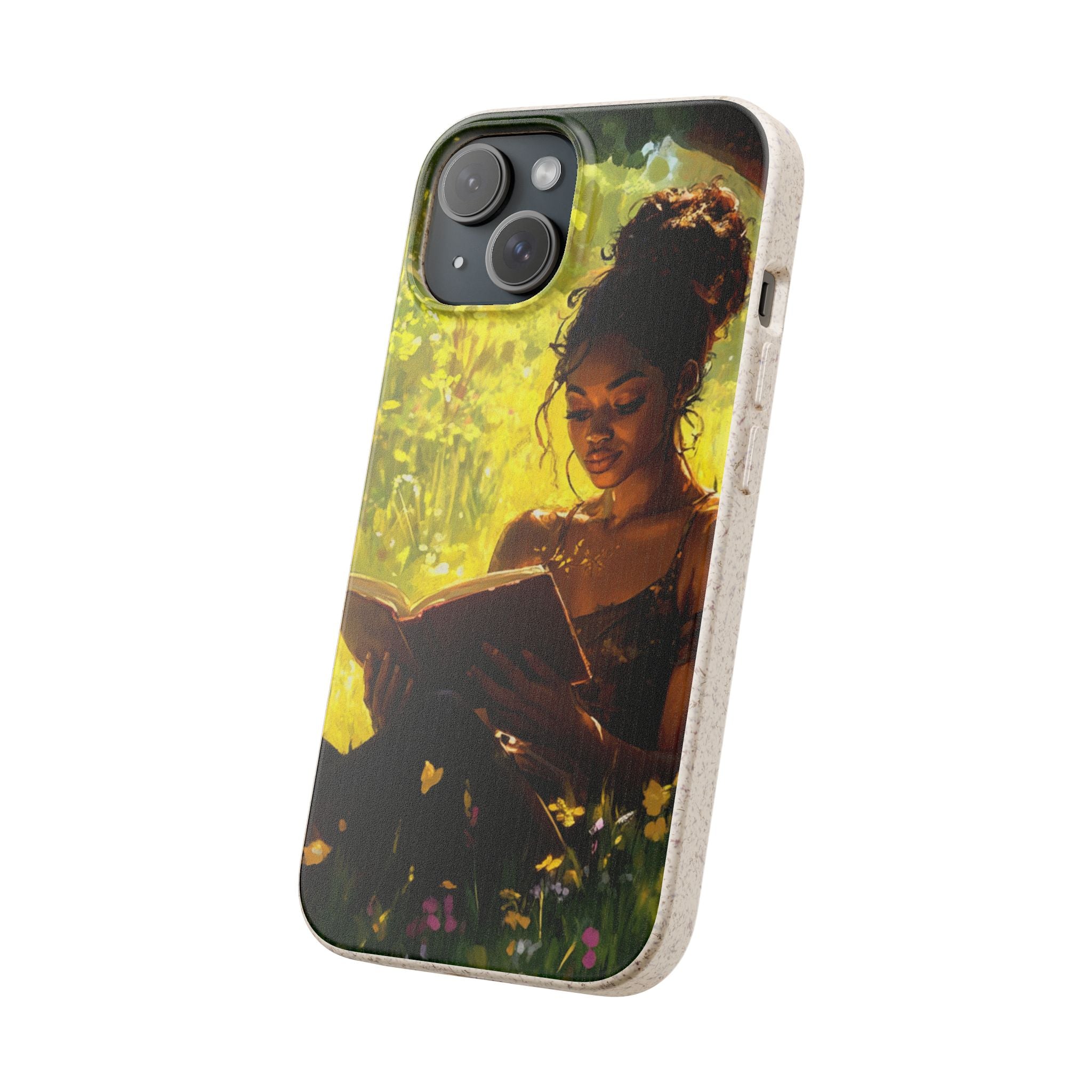 Eco-Friendly Biodegradable Phone Case with Black Woman Reading