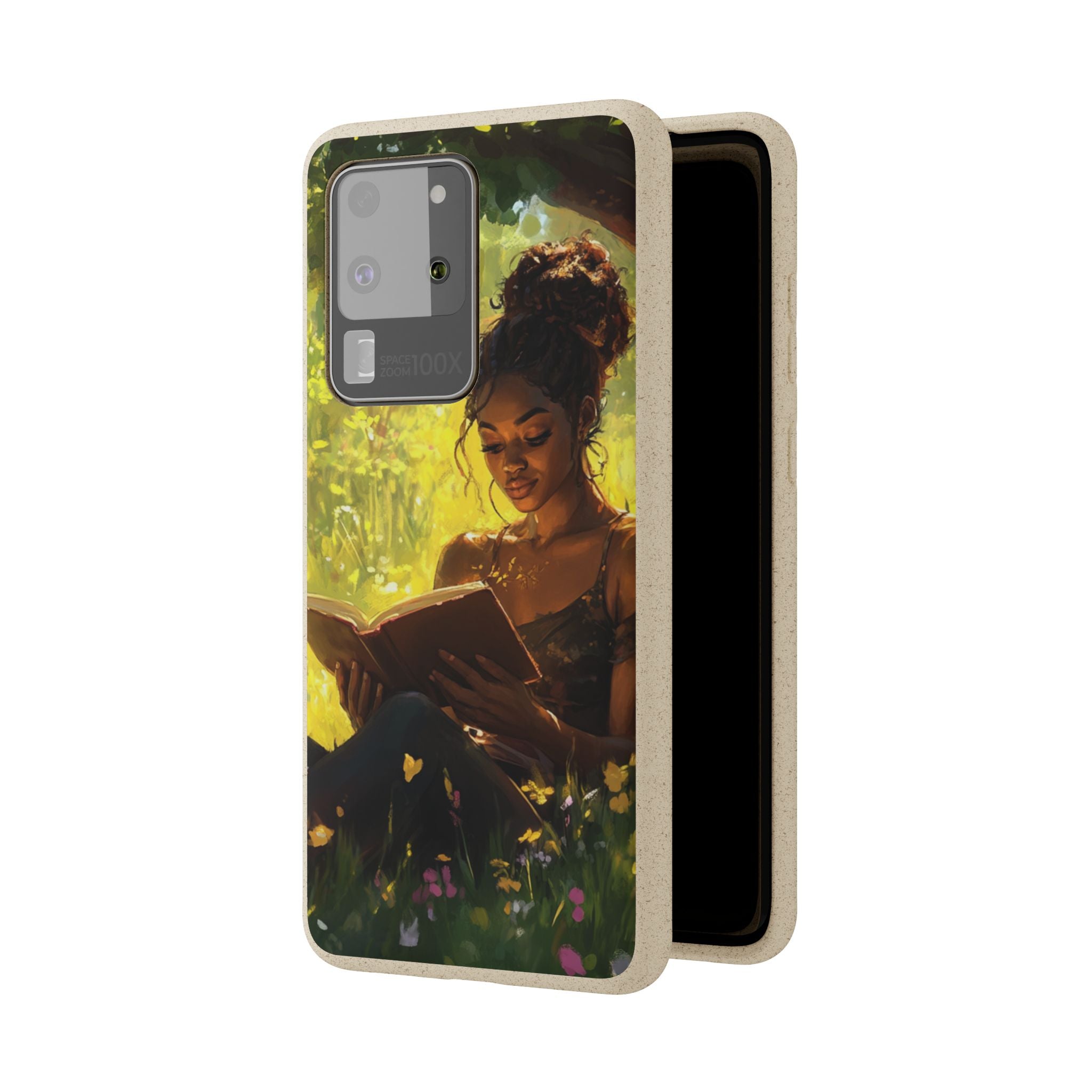Eco-Friendly Biodegradable Phone Case with Black Woman Reading