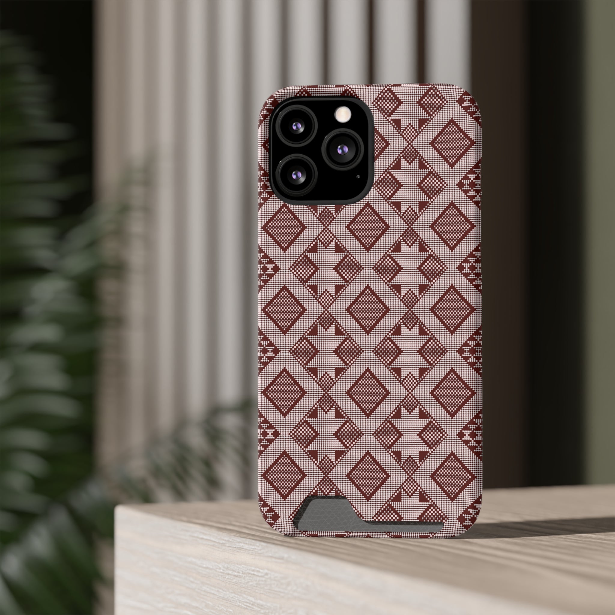 Stylish Phone Case with Card Holder - Panu di Pinti Pattern for Everyday Use