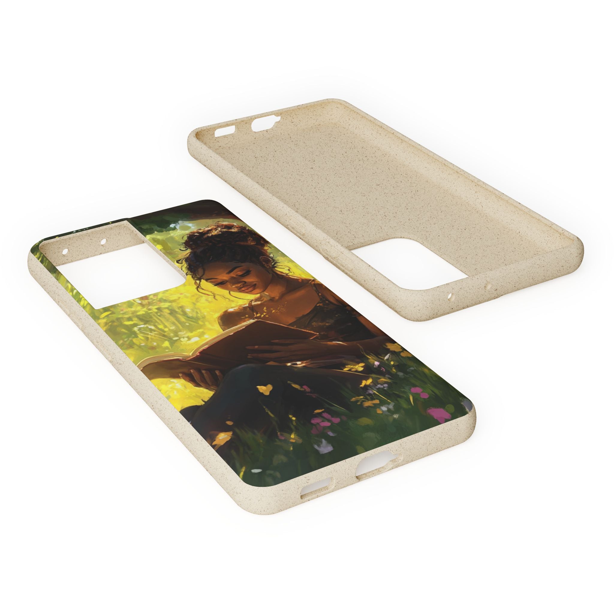 Eco-Friendly Biodegradable Phone Case with Black Woman Reading