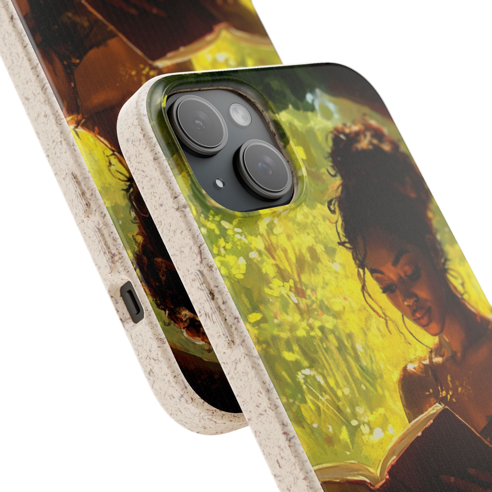 Eco-Friendly Biodegradable Phone Case with Black Woman Reading