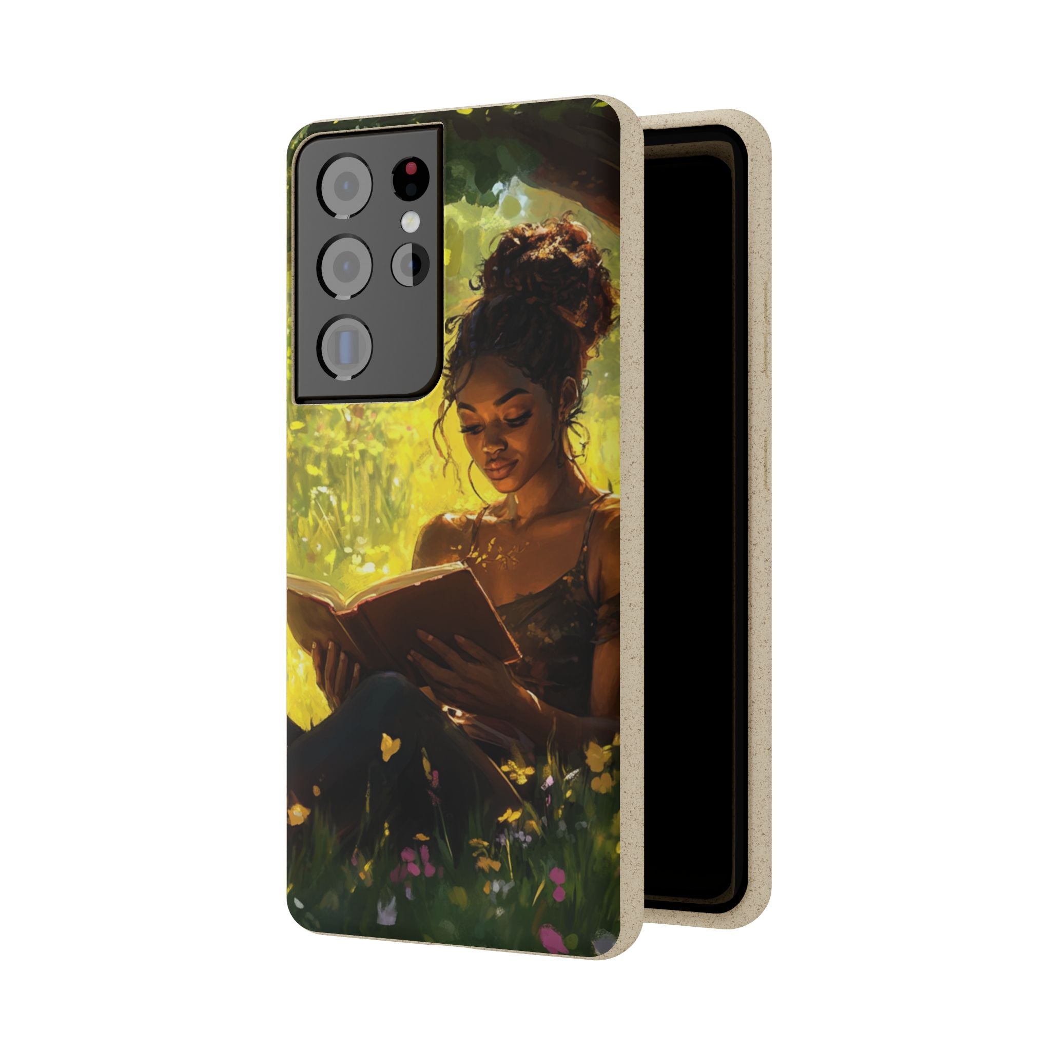 Eco-Friendly Biodegradable Phone Case with Black Woman Reading