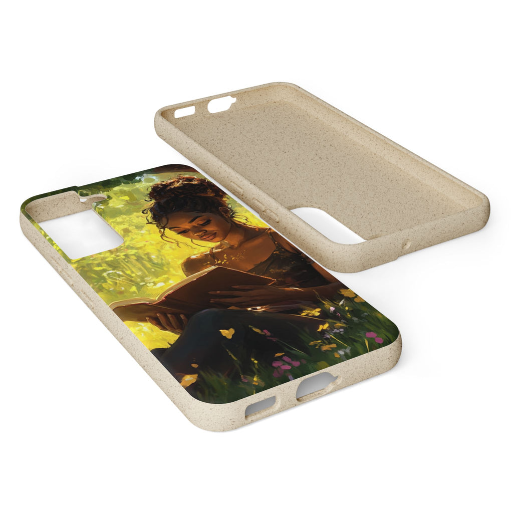 Eco-Friendly Biodegradable Phone Case with Black Woman Reading
