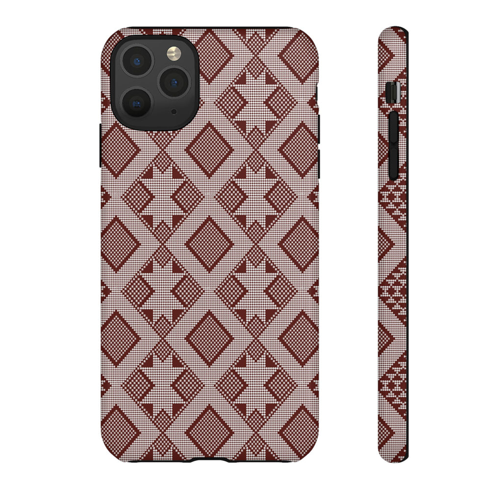 Geometric phone case design inspired in Guinea-Bissau's Panu di Pinti, traditional woven fabric.