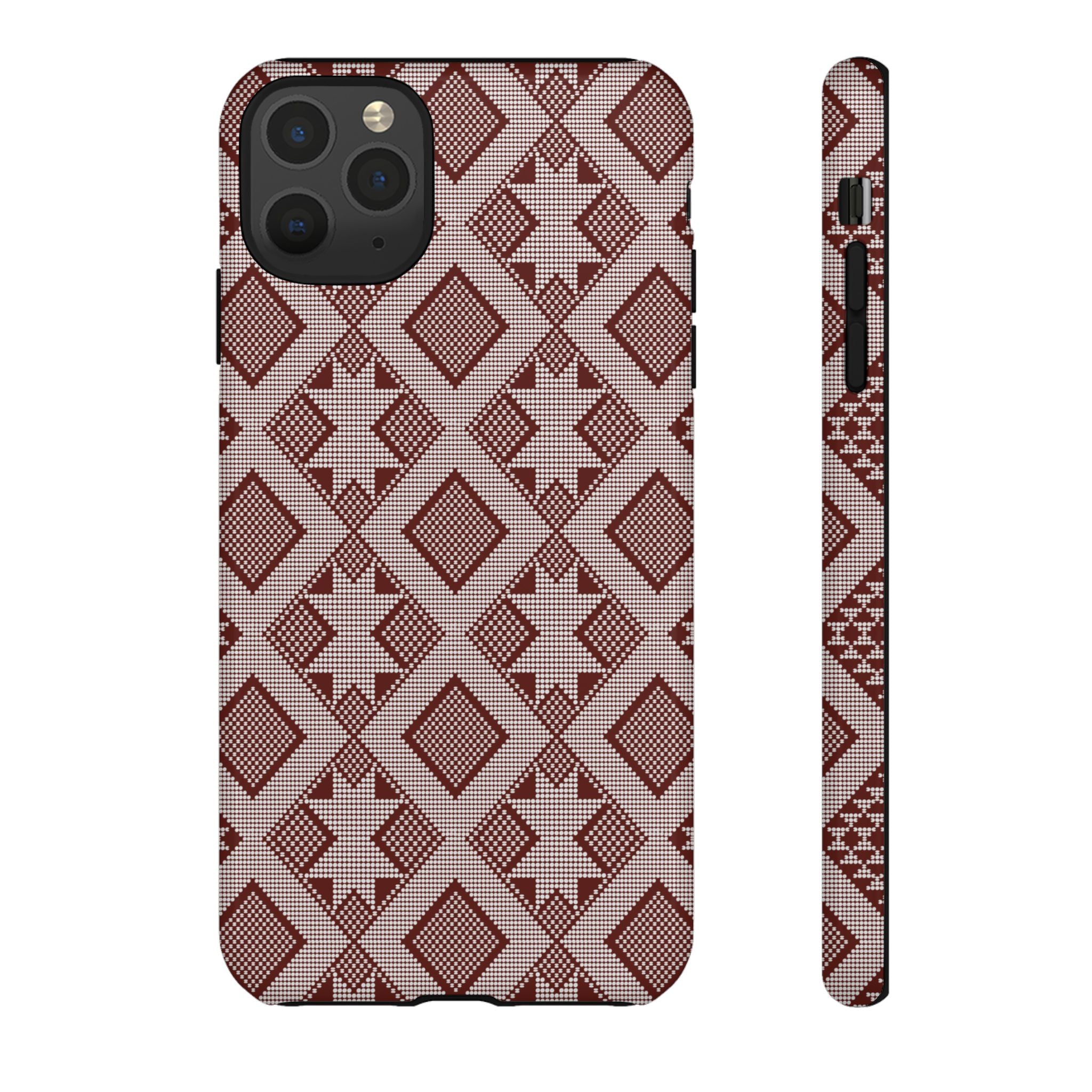 Geometric phone case design inspired in Guinea-Bissau's Panu di Pinti, traditional woven fabric.