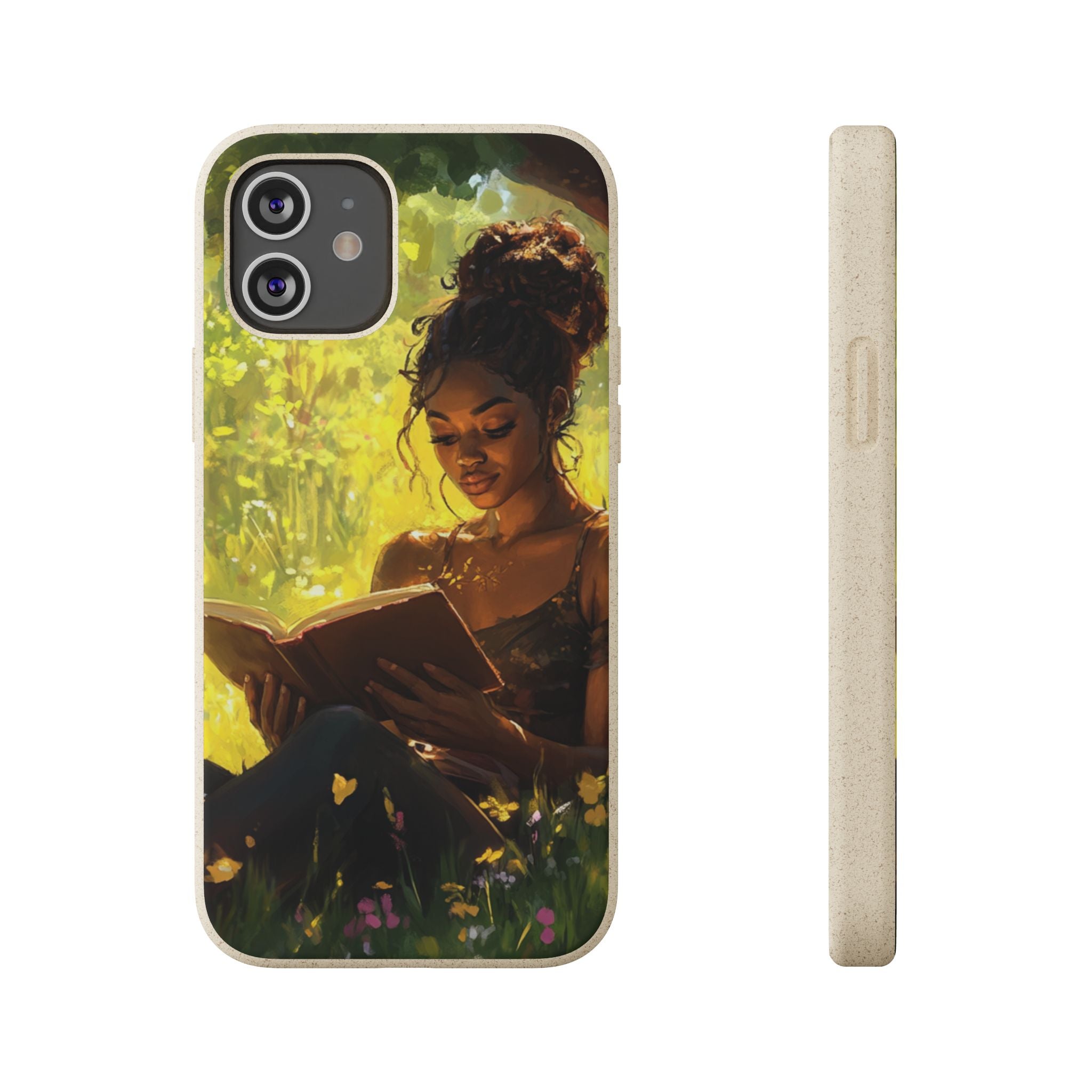 Eco-Friendly Biodegradable Phone Case with Black Woman Reading
