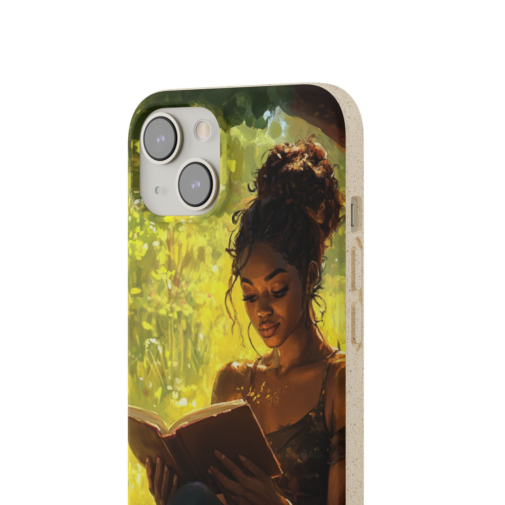 Eco-Friendly Biodegradable Phone Case with Black Woman Reading