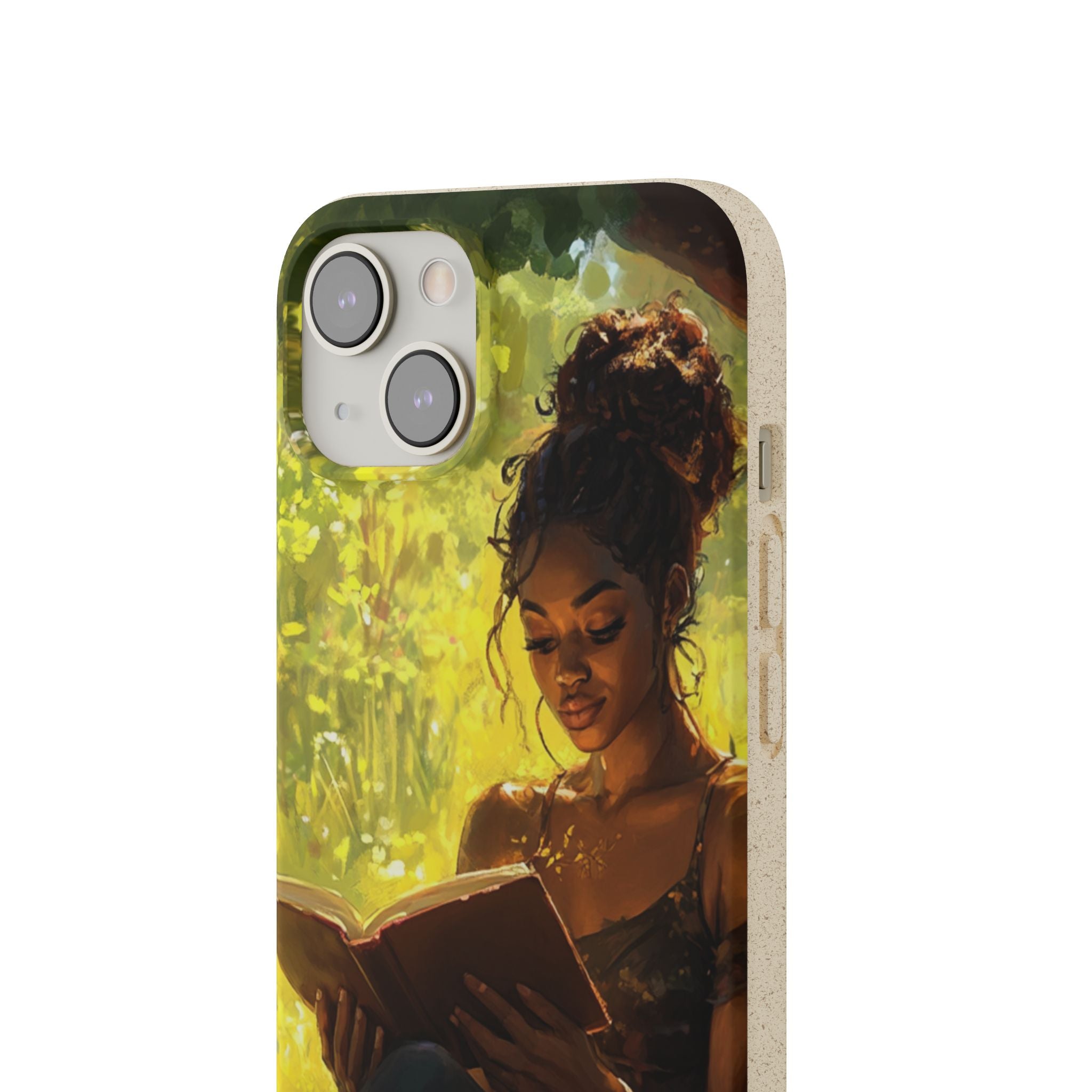 Eco-Friendly Biodegradable Phone Case with Black Woman Reading
